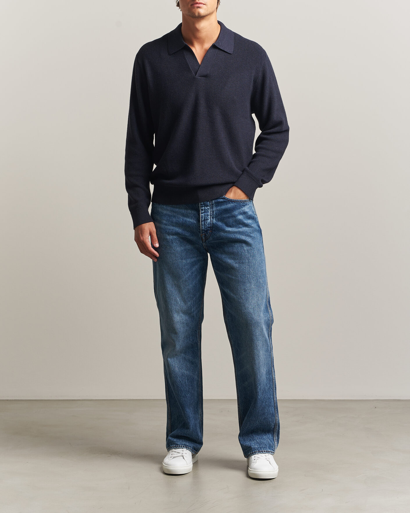 Herre | Trøjer | NN07 | Hope Cotton/Cashmere Rib Knitted Polo Navy