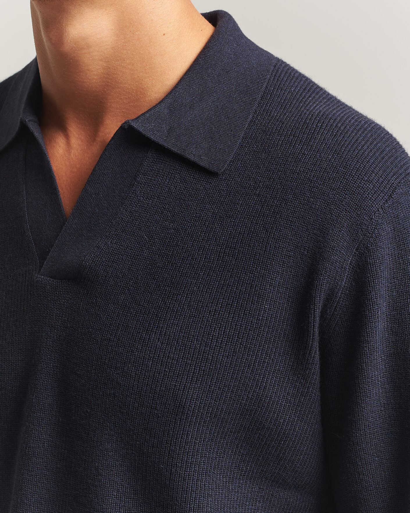 Herre | Trøjer | NN07 | Hope Cotton/Cashmere Rib Knitted Polo Navy