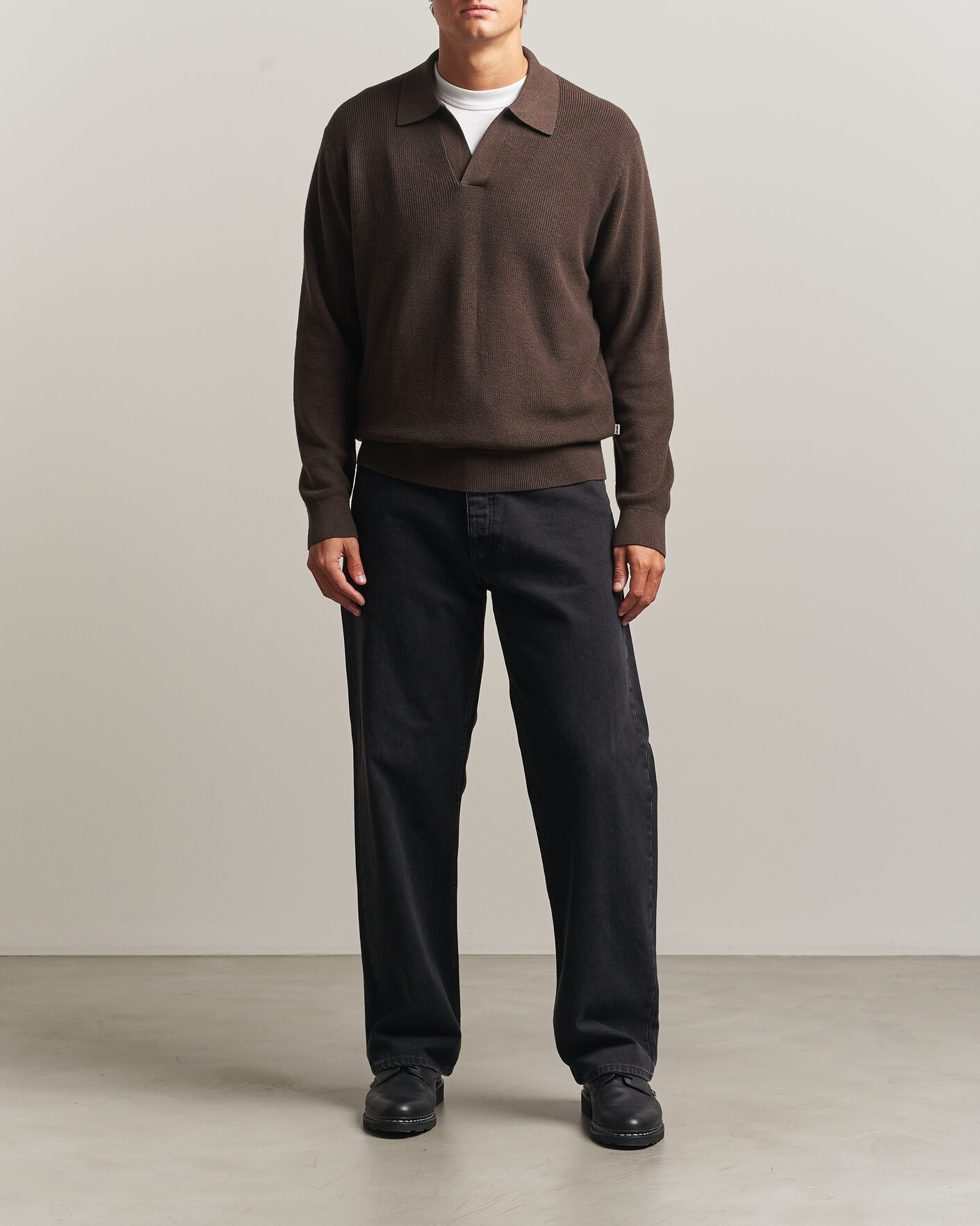 Herre | Trøjer | NN07 | Hope Cotton/Cashmere Rib Knitted Polo Brown