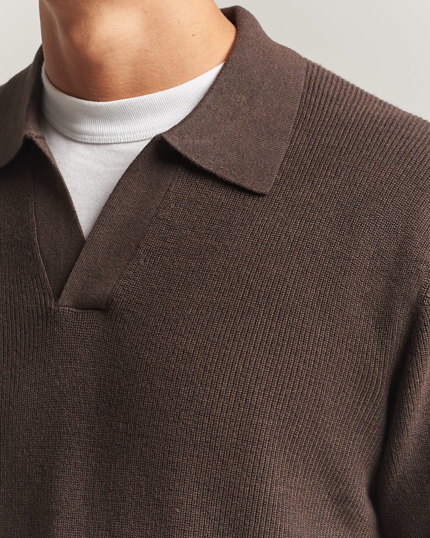 Herre | Trøjer | NN07 | Hope Cotton/Cashmere Rib Knitted Polo Brown