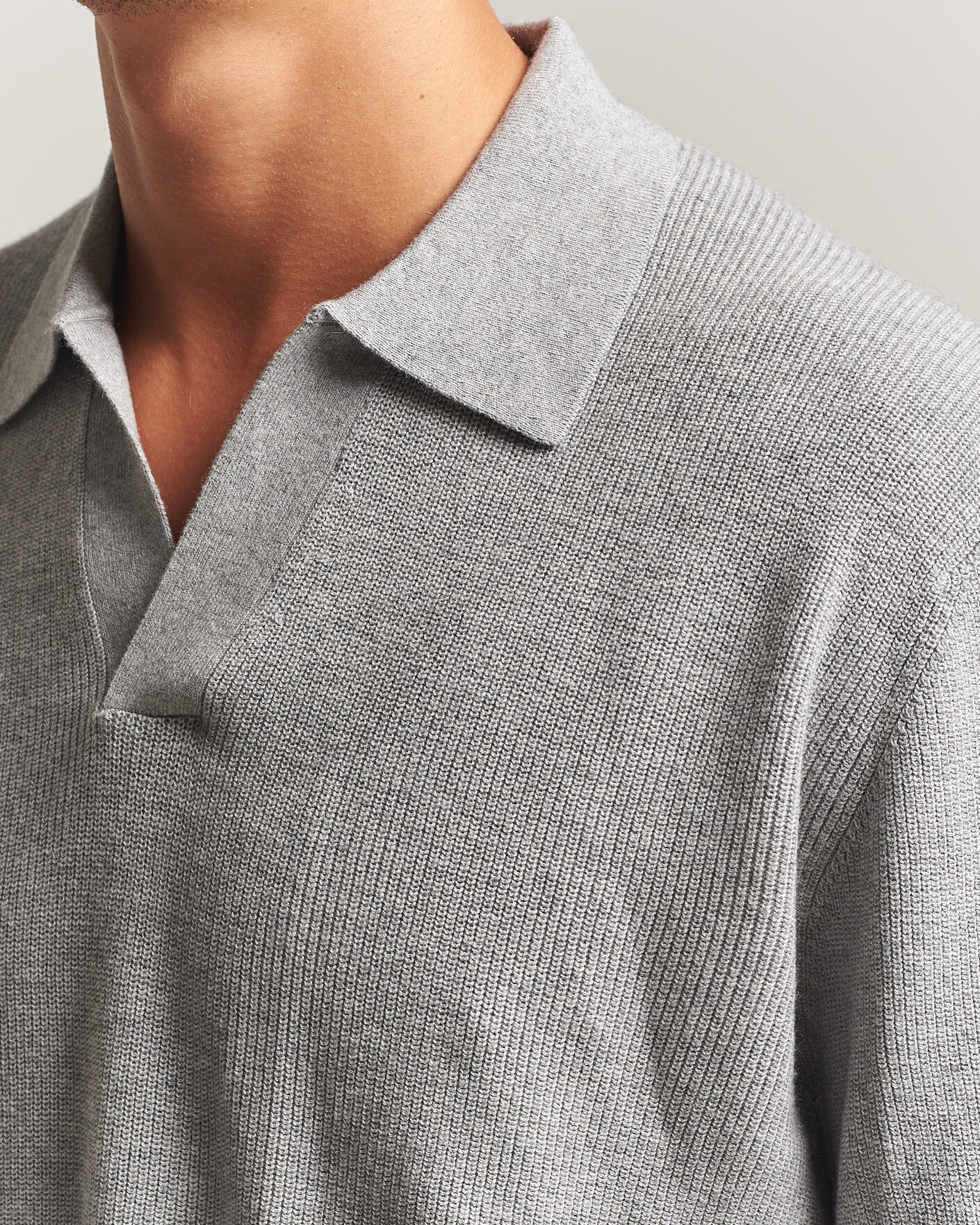 Herre | Trøjer | NN07 | Hope Cotton/Cashmere Rib Knitted Polo Grey