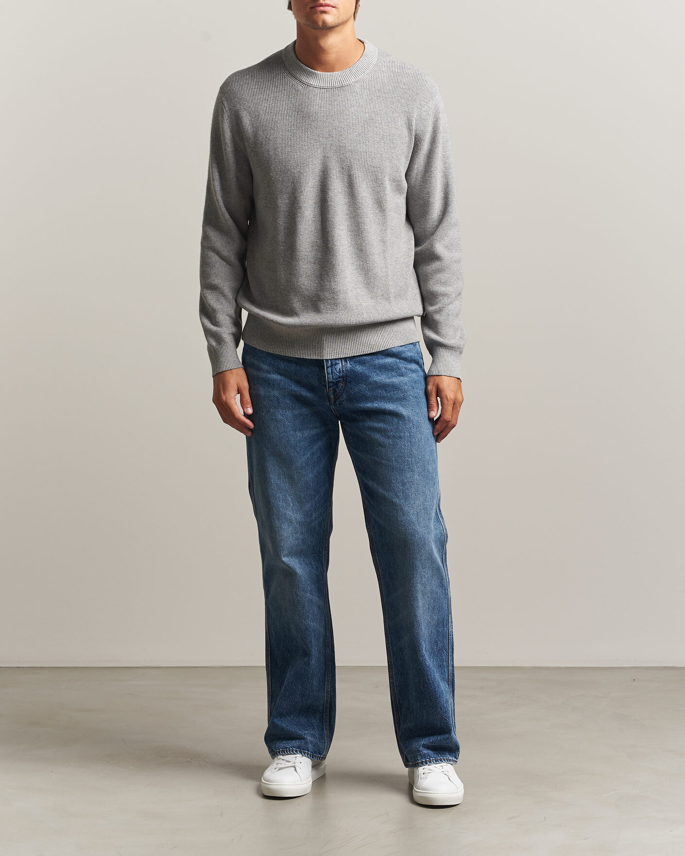 Herre | Trøjer | NN07 | Hope Cotton/Cashmere Rib Knitted Sweater Grey