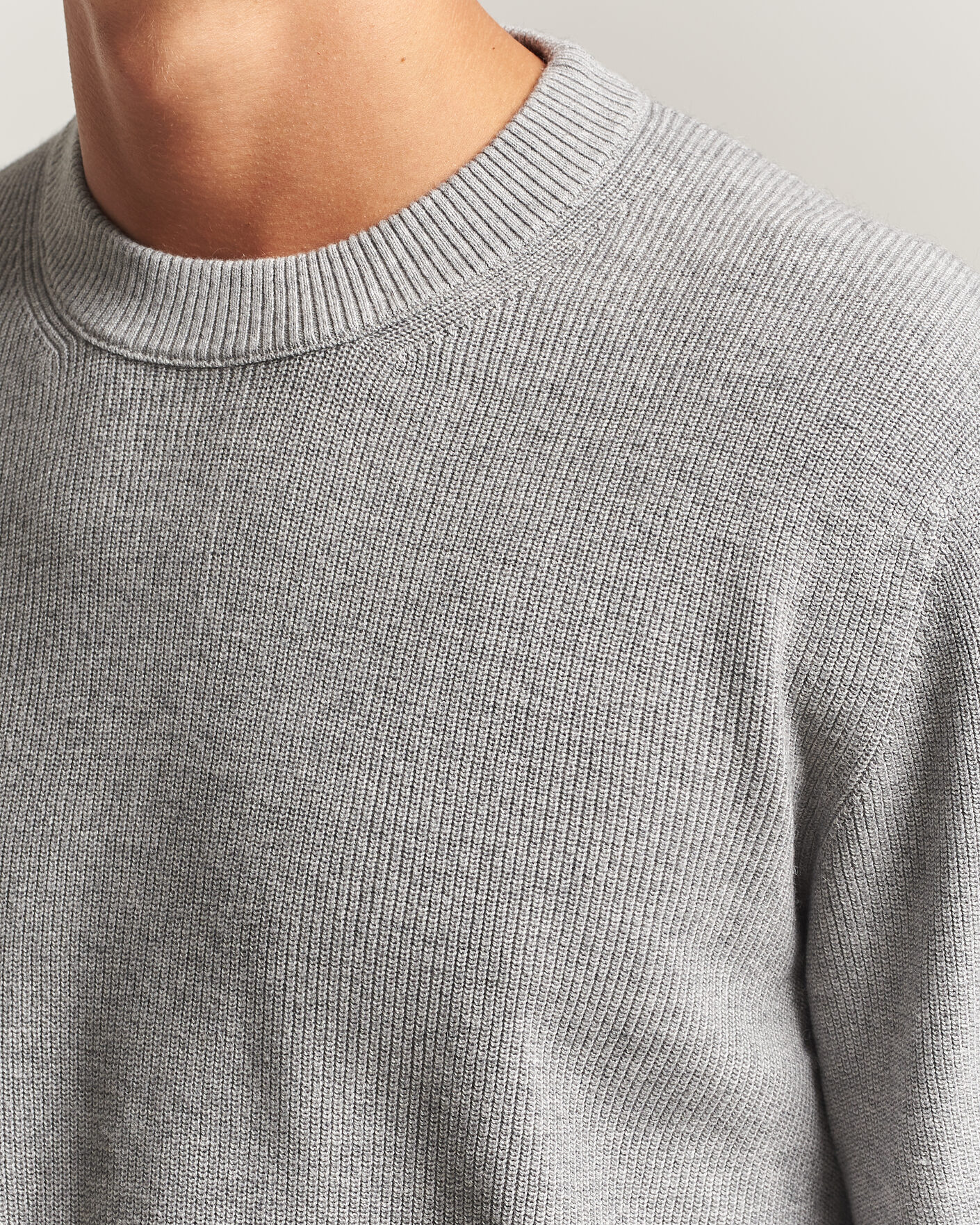 Herre | Trøjer | NN07 | Hope Cotton/Cashmere Rib Knitted Sweater Grey