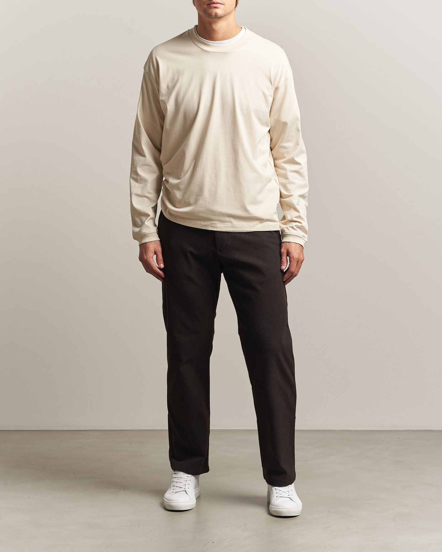Herre | T-Shirts | NN07 | Lionel Suvin Cotton Long Sleeve T-Shirt Ivory