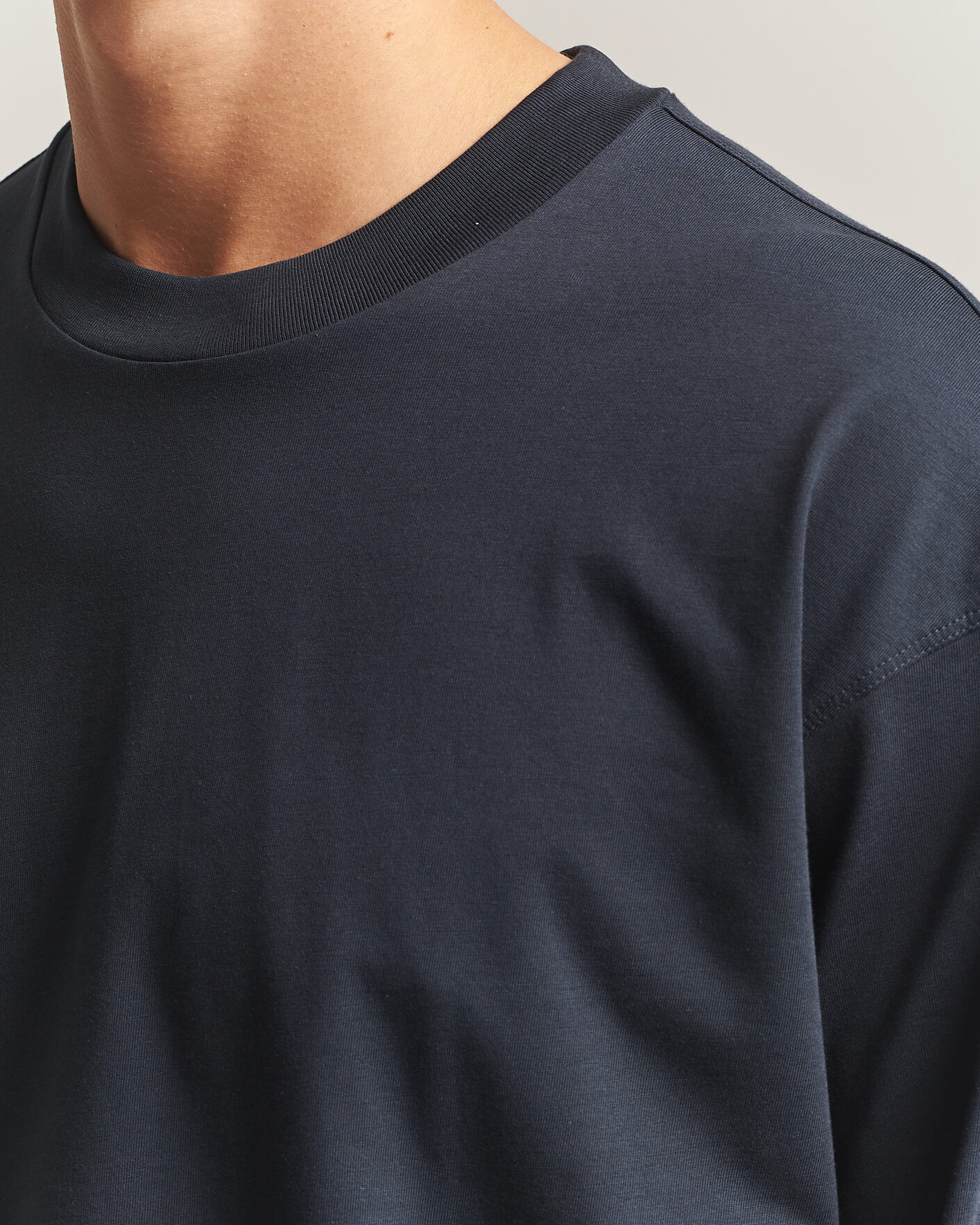 Herre | T-Shirts | NN07 | Lionel Suvin Cotton Long Sleeve T-Shirt Deep Navy