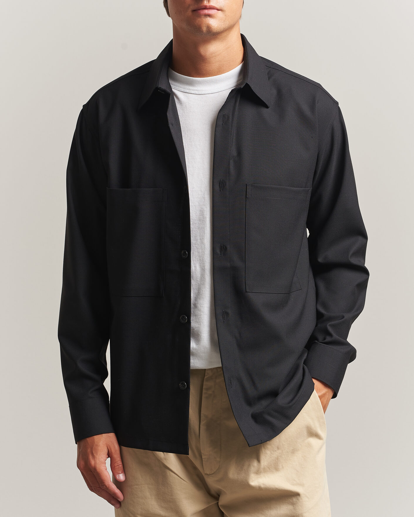 Herre | Skjorter | NN07 | Freddy Wool Overshirt Black