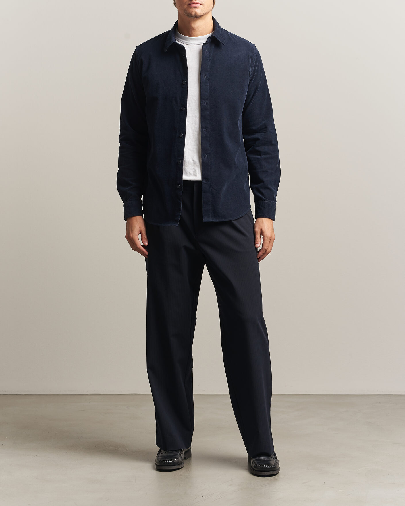Herre | Skjorter | NN07 | Asher Baby Cord Shirt Navy Blue