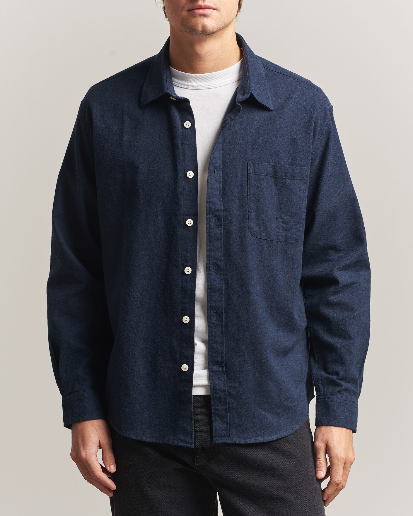 Herre | Skjorter | NN07 | Dino Brushed Flannel Shirt Navy Blue