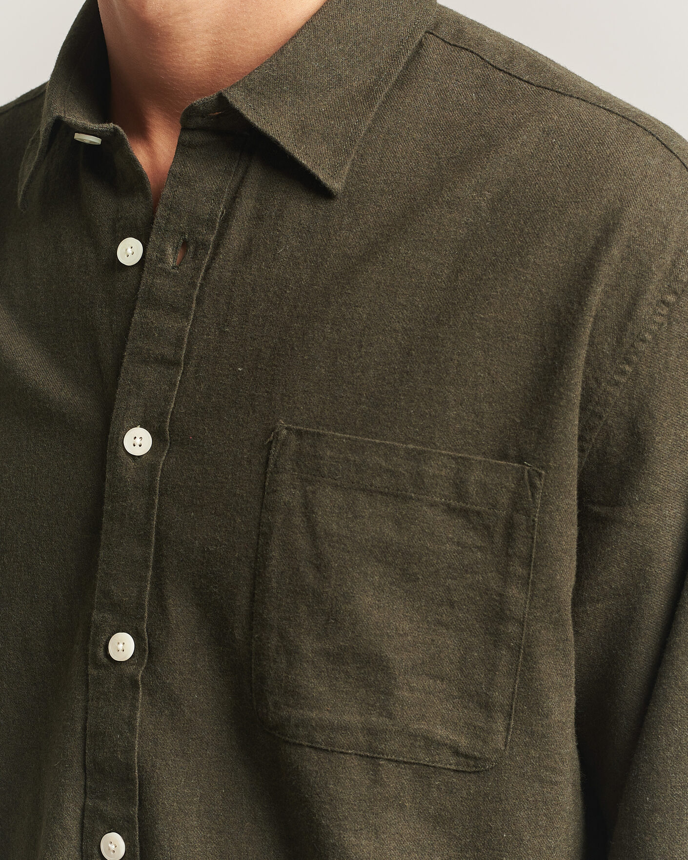 Herre | Skjorter | NN07 | Dino Brushed Flannel Shirt Dark Army