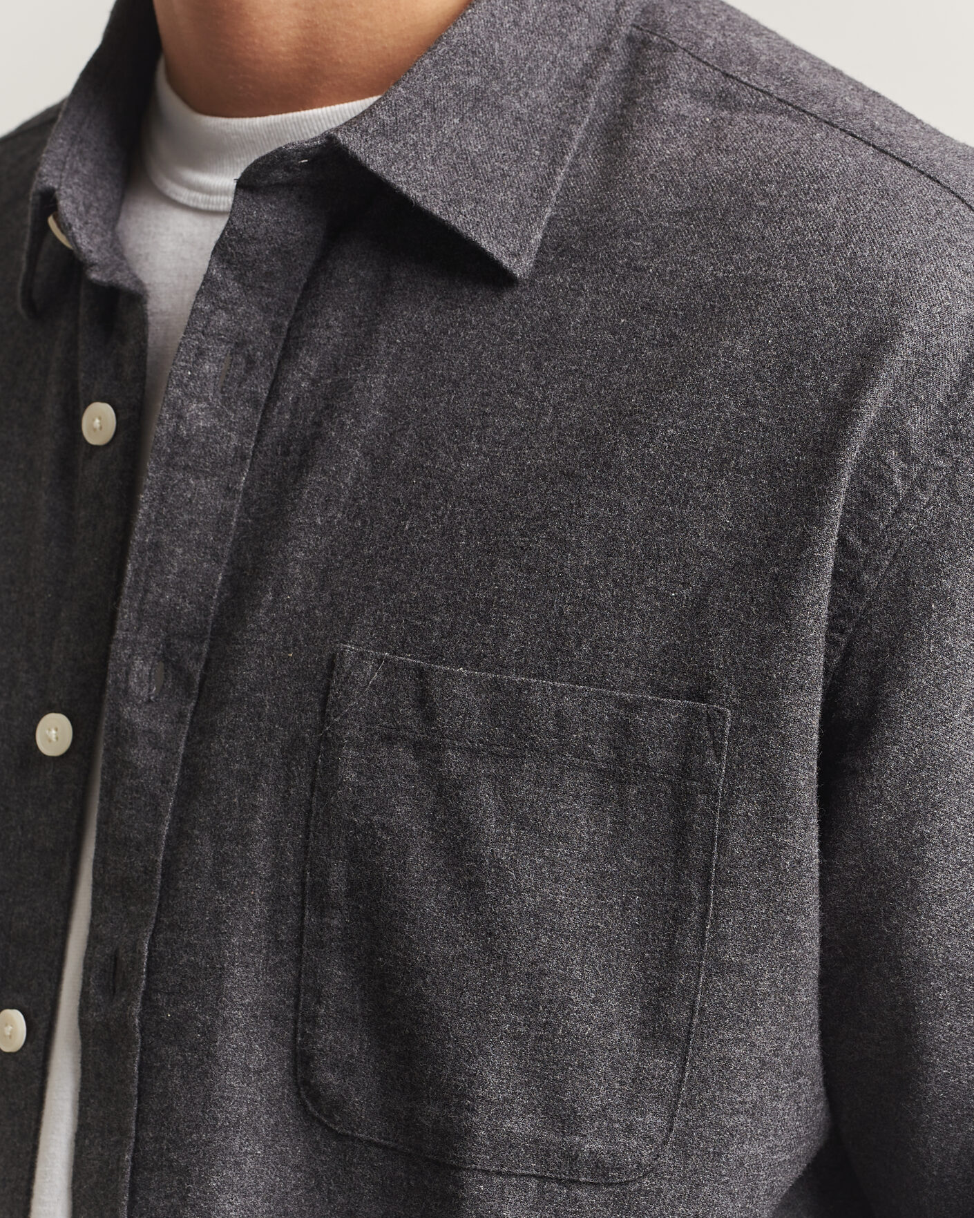Herre | Skjorter | NN07 | Dino Brushed Flannel Shirt Dark Grey