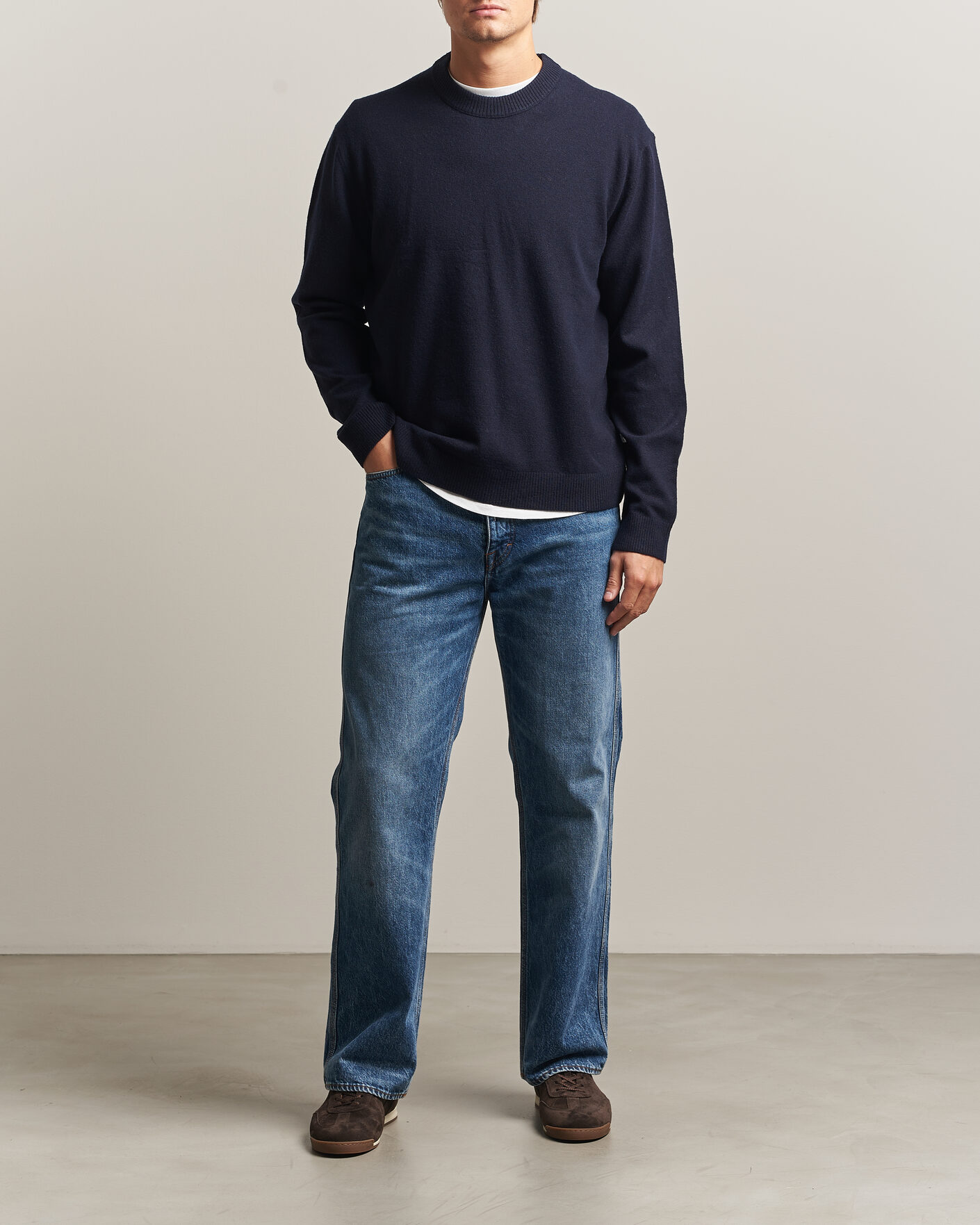 Herre | Trøjer | NN07 | Raz Lambswool Knitted Sweater Deep Navy
