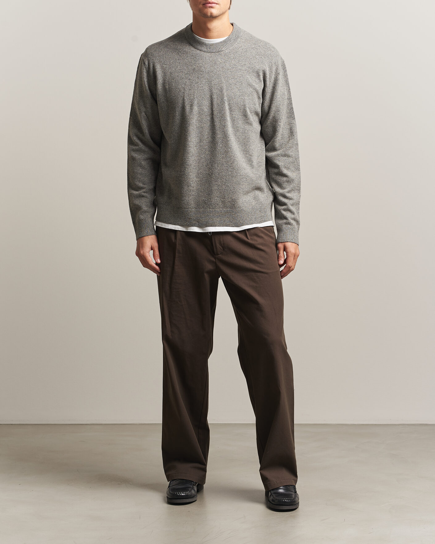 Herre | Trøjer | NN07 | Raz Lambswool Knitted Sweater Grey Melange