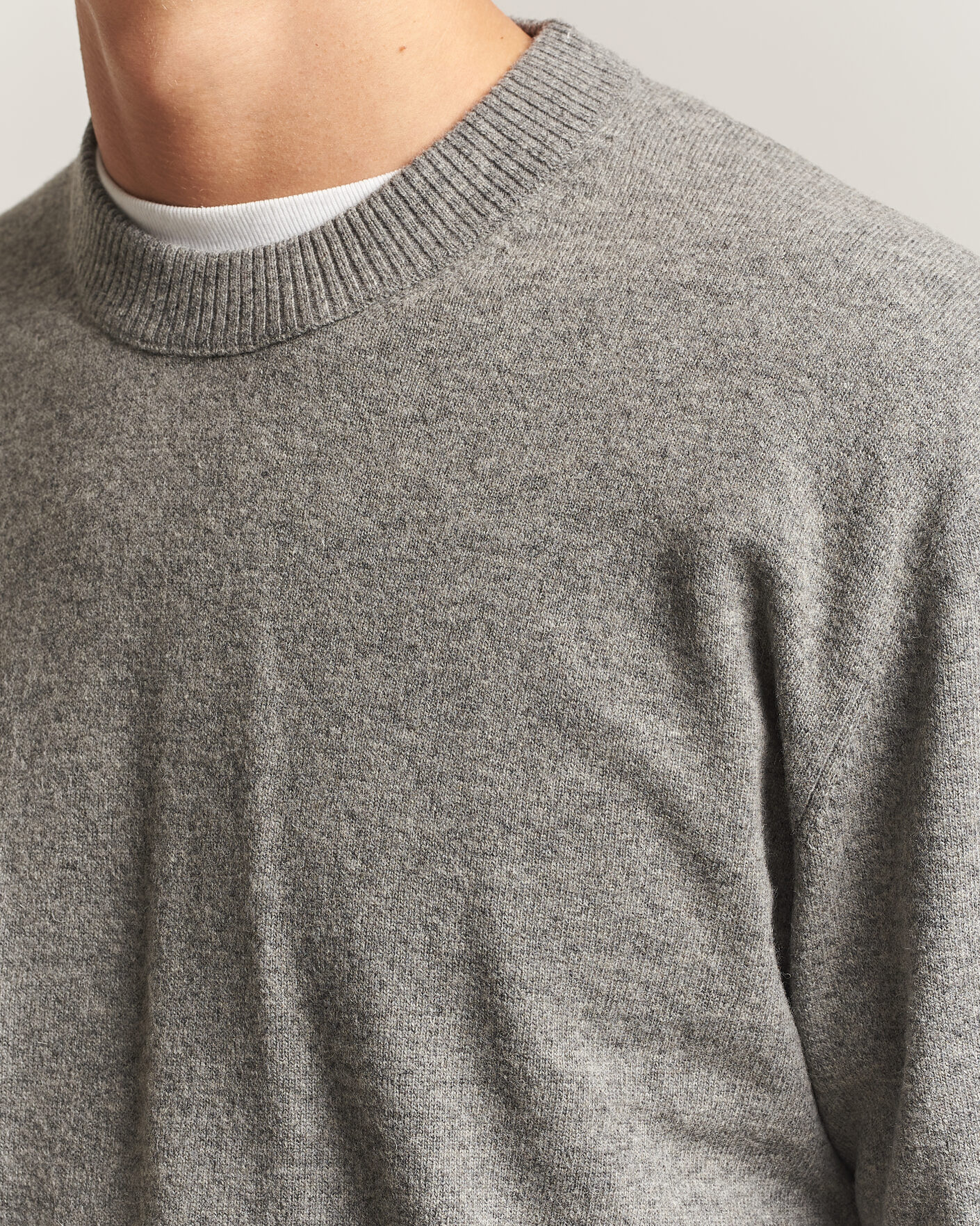 Herre | Trøjer | NN07 | Raz Lambswool Knitted Sweater Grey Melange