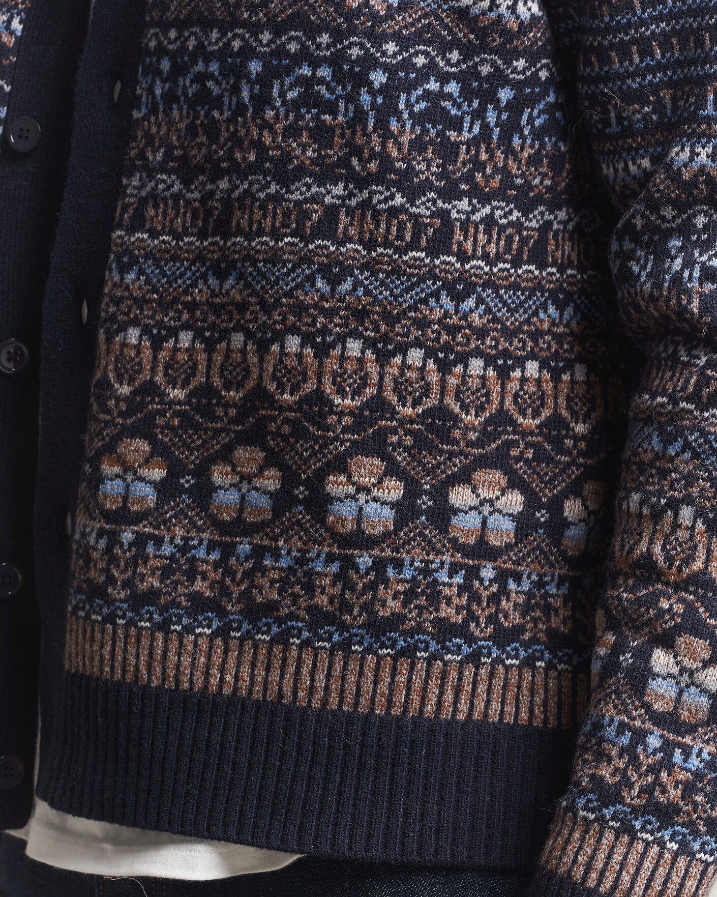 Herre | Trøjer | NN07 | Tobias Fairisle Wool Knitted Cardigan Navy Blue