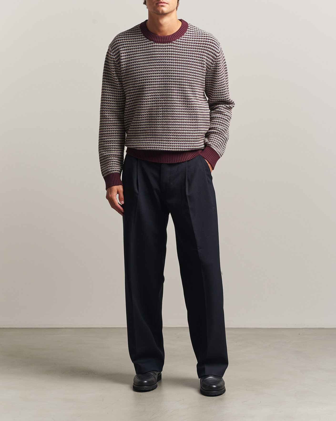 Herre | Trøjer | NN07 | Russell Cotton/Wool Structured Sweater Winetasting