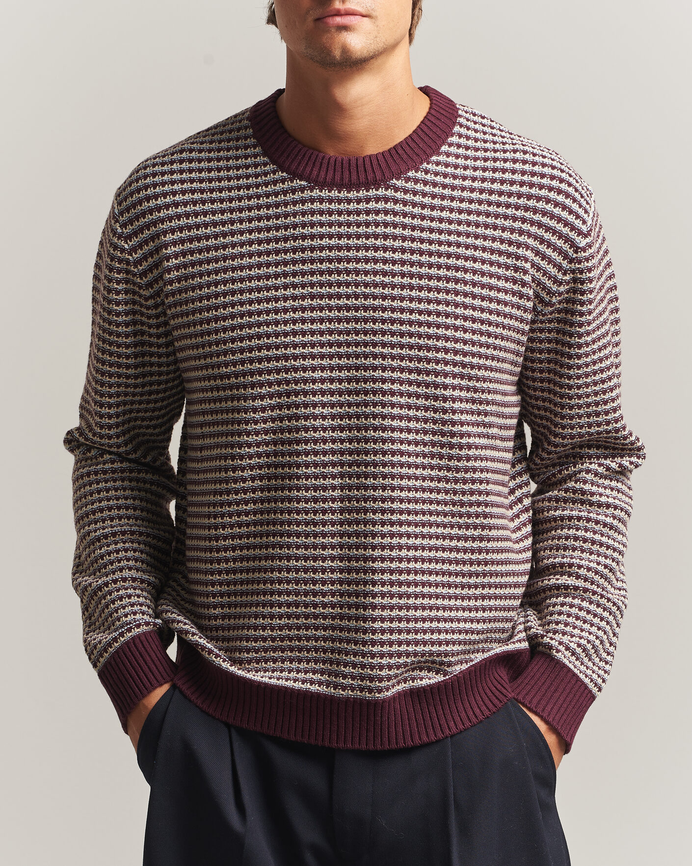 Herre | Trøjer | NN07 | Russell Cotton/Wool Structured Sweater Winetasting