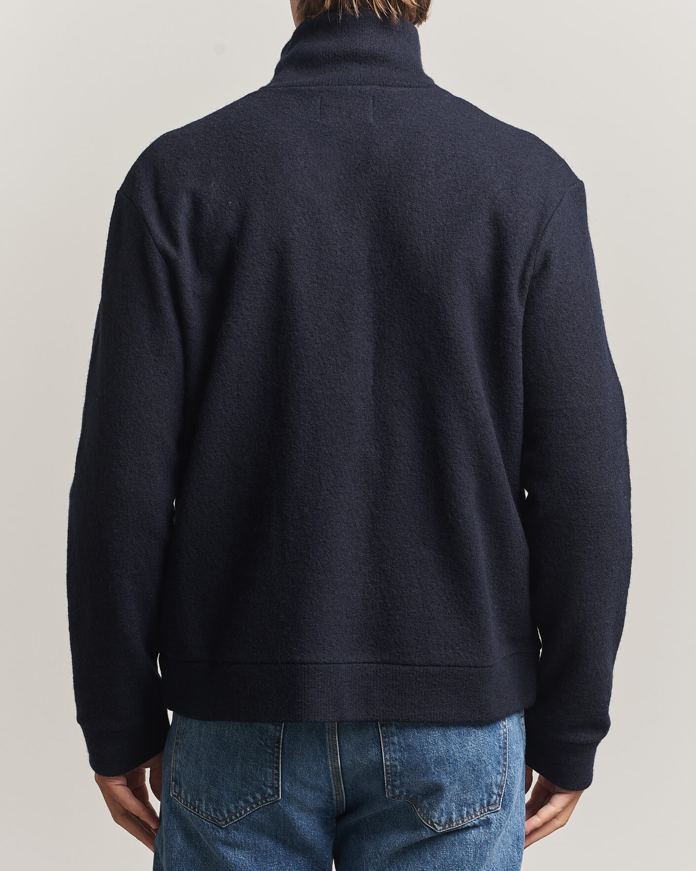 Herre | Trøjer | NN07 | Soft Boiled Wool Full Zip Navy Blue
