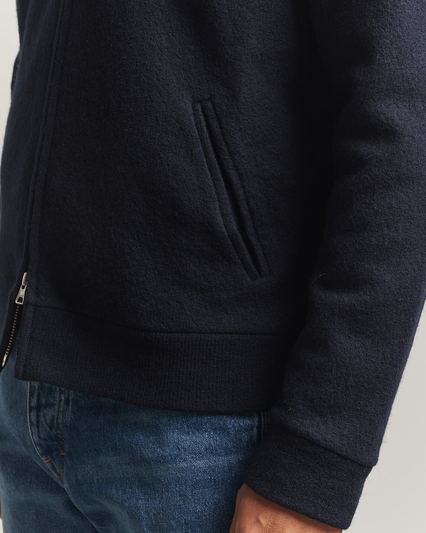 Herre | Trøjer | NN07 | Soft Boiled Wool Full Zip Navy Blue