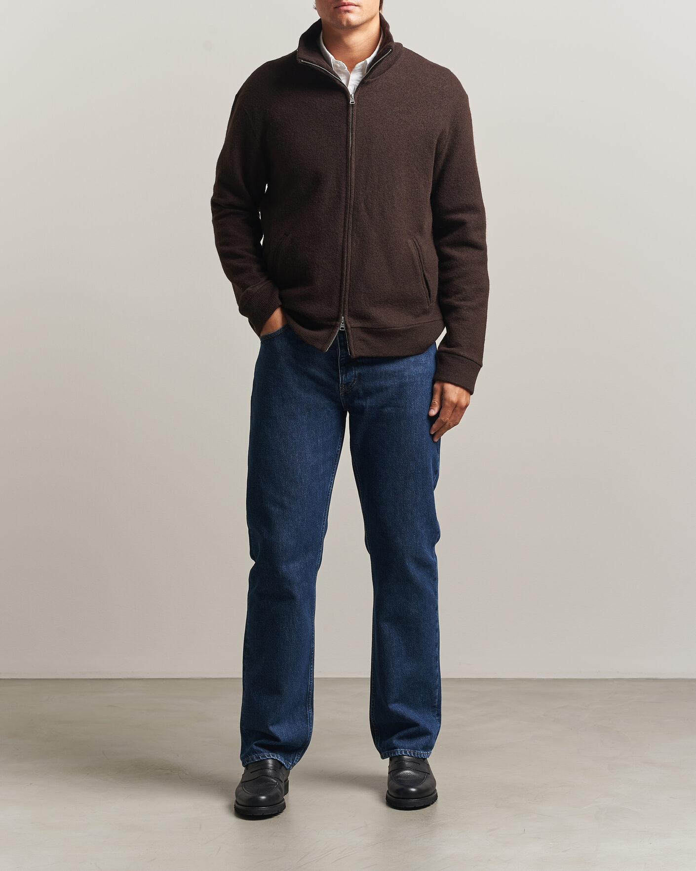 Herre | Trøjer | NN07 | Soft Boiled Wool Full Zip Deep Truffle