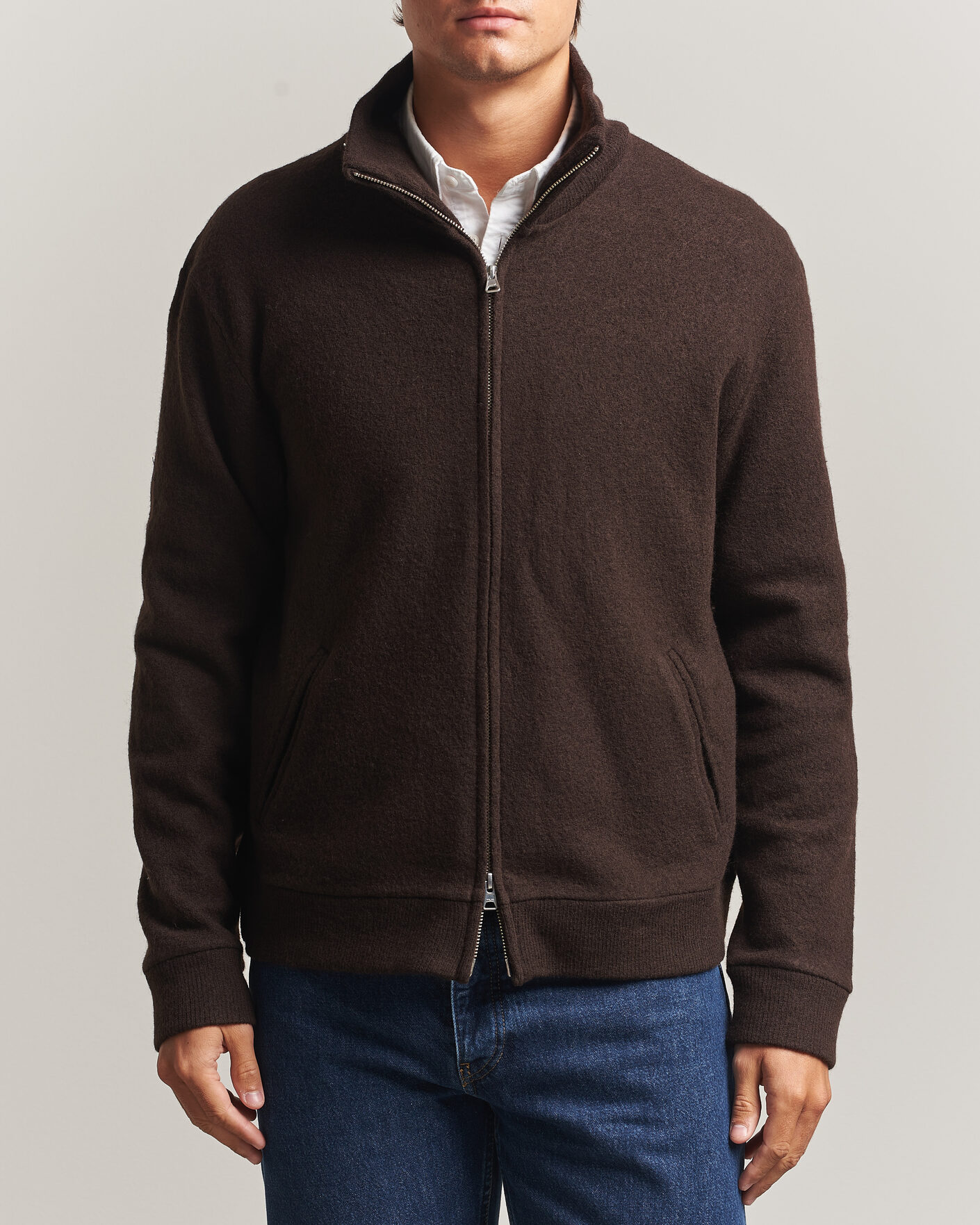 Herre | Trøjer | NN07 | Soft Boiled Wool Full Zip Deep Truffle