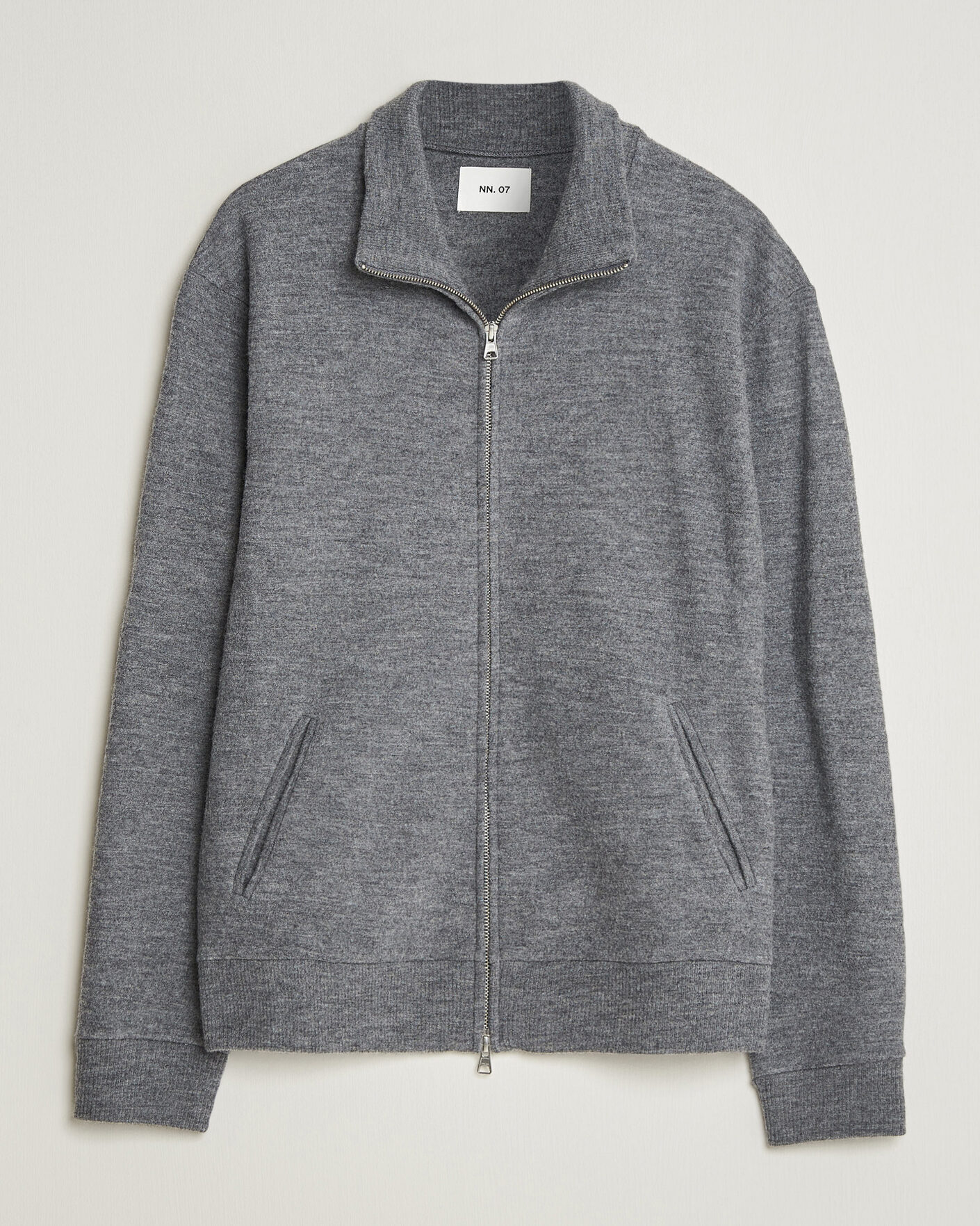 Herre | Trøjer | NN07 | Soft Boiled Wool Full Zip Dark Grey Melange