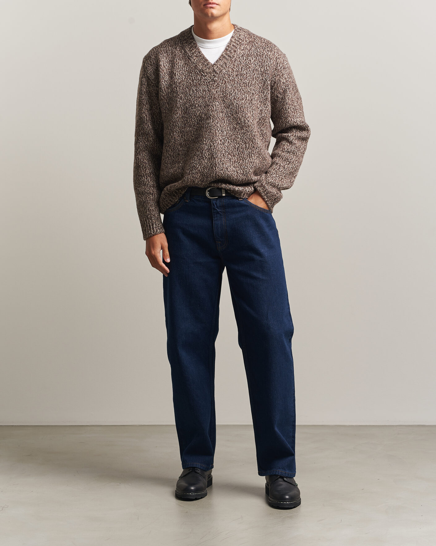 Herre | Trøjer | NN07 | Flint Wool Knitted V-Neck Deep Truffle
