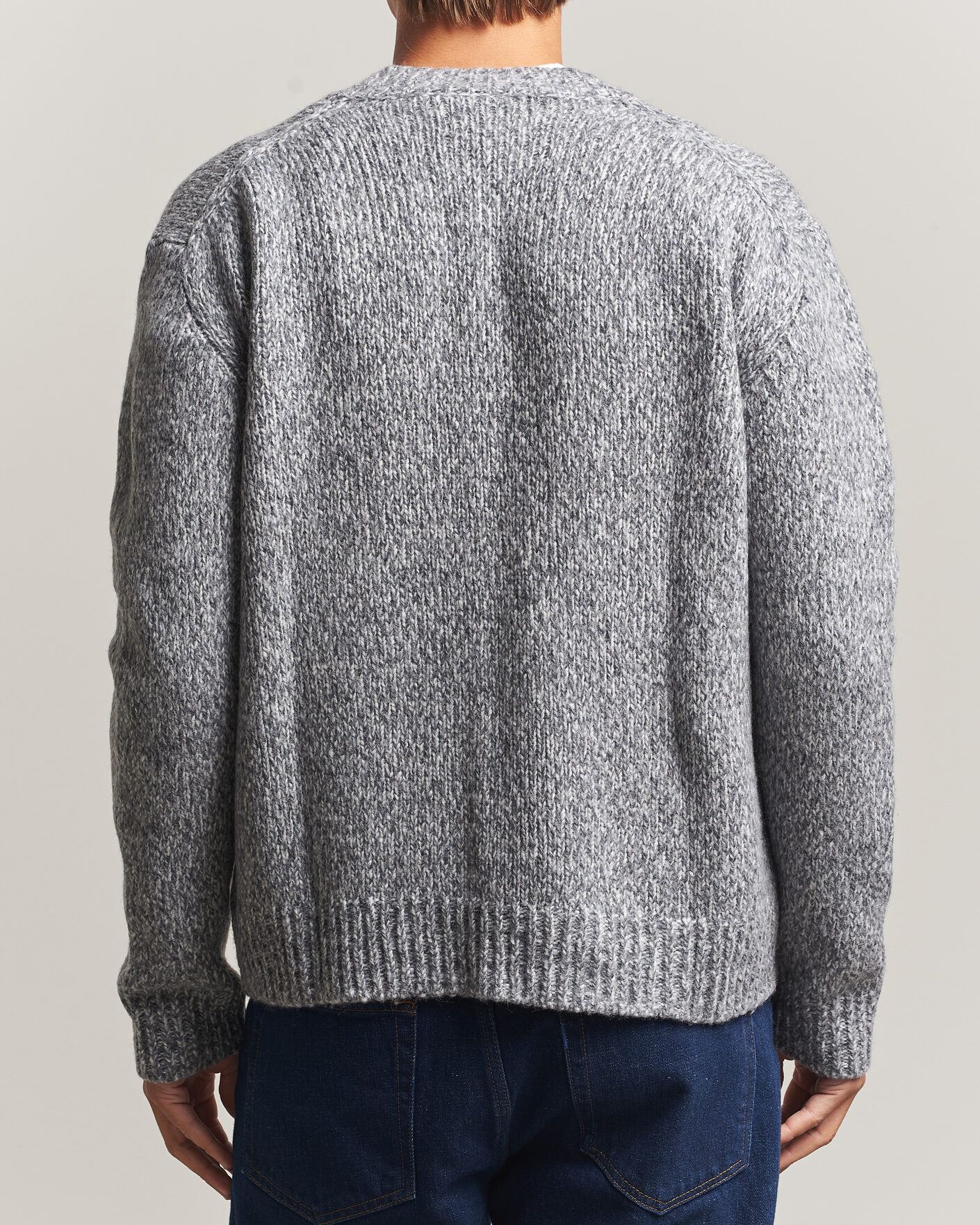 Herre | Trøjer | NN07 | Flint Wool Knitted V-Neck Grey Melange