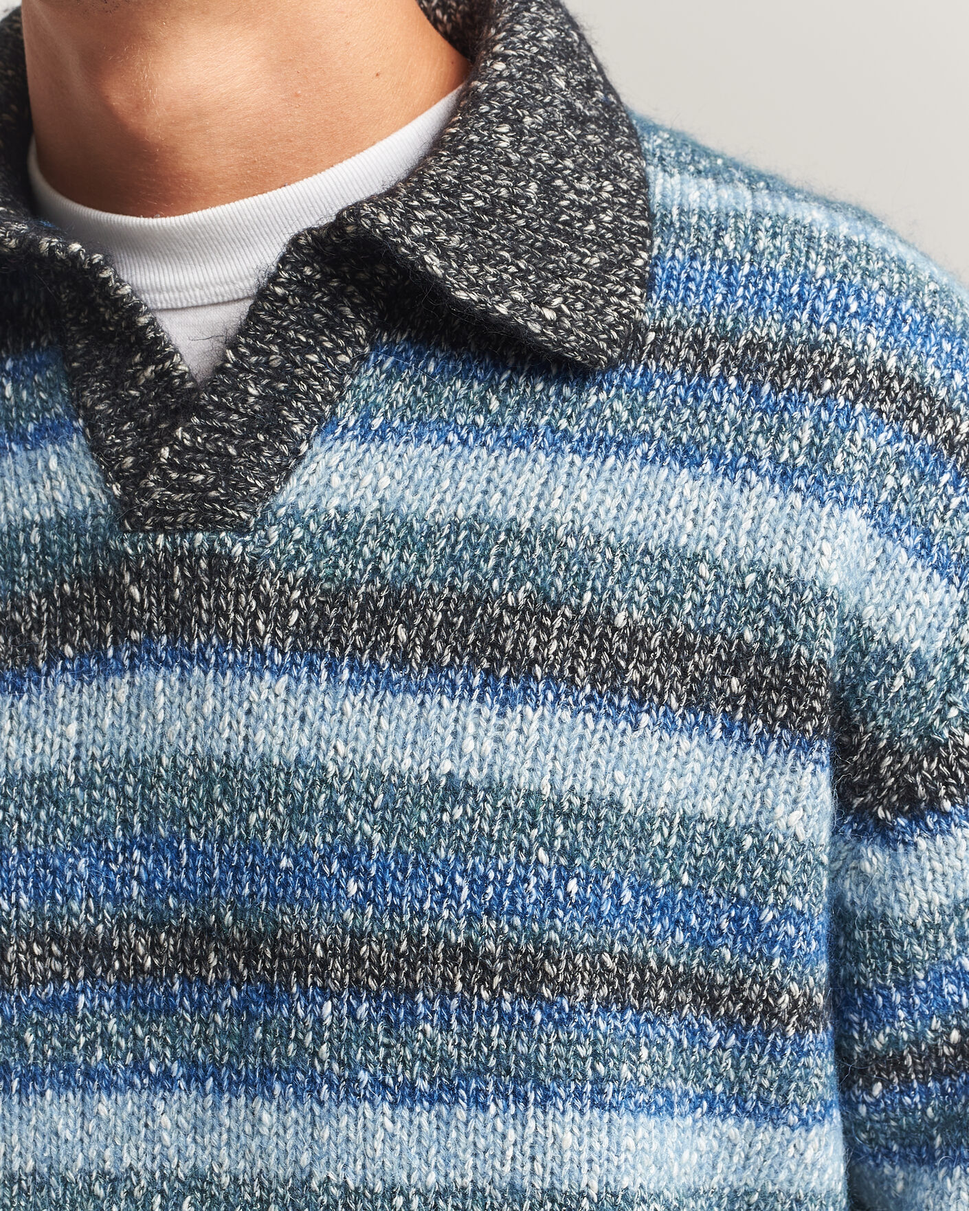 Herre | Trøjer | NN07 | Erling Striped Knitted Polo Navy Multi