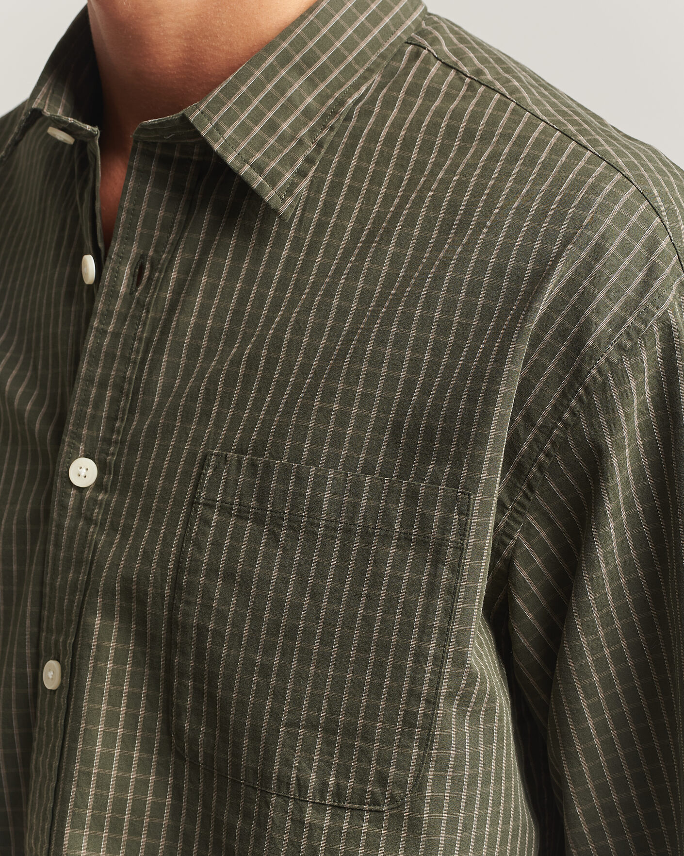 Herre | Skjorter | NN07 | Deon Peached Cotton Checked Shirt Green