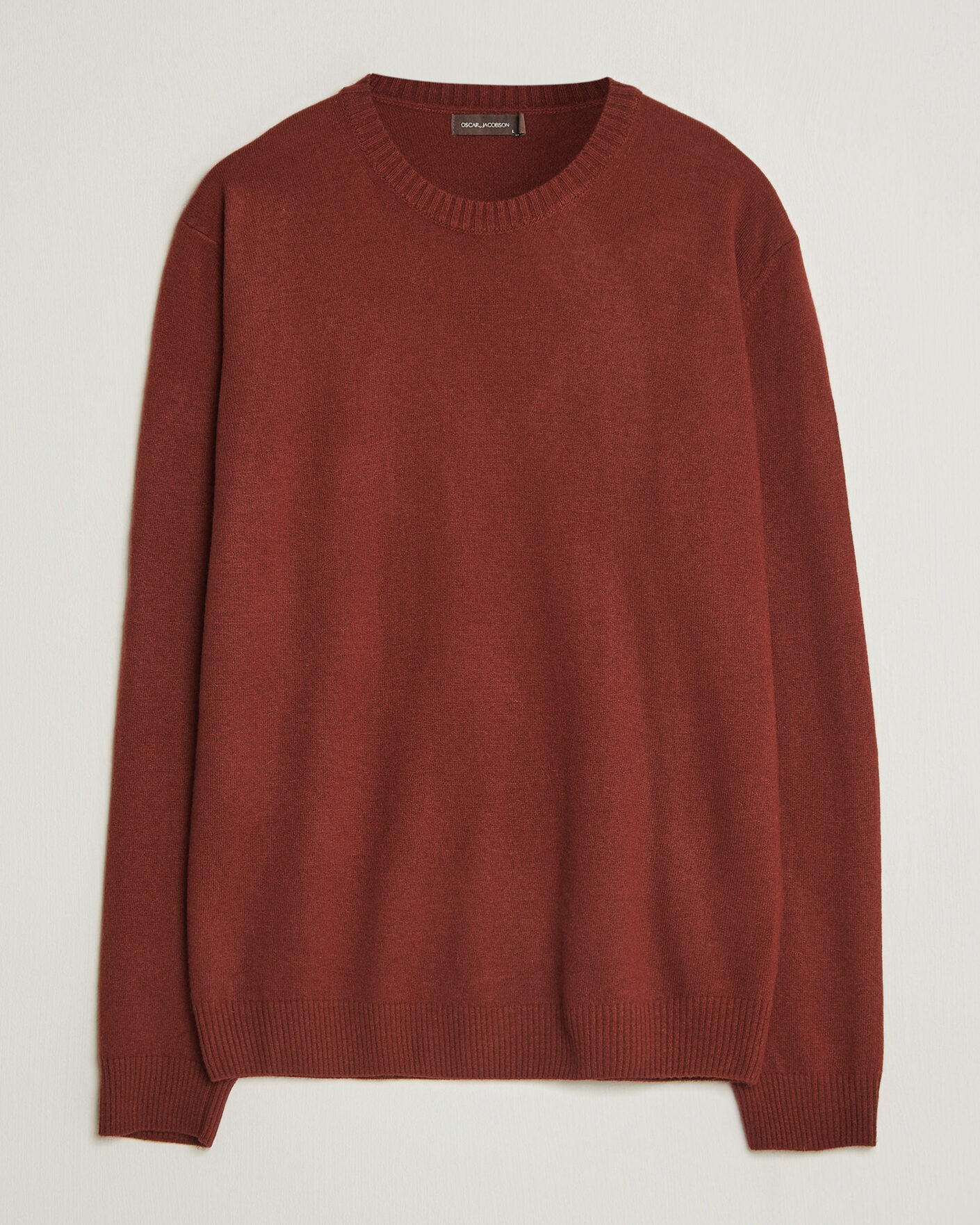 Herre | Trøjer | Oscar Jacobson | Valter Wool/Cashmere Round Neck Orange Rust