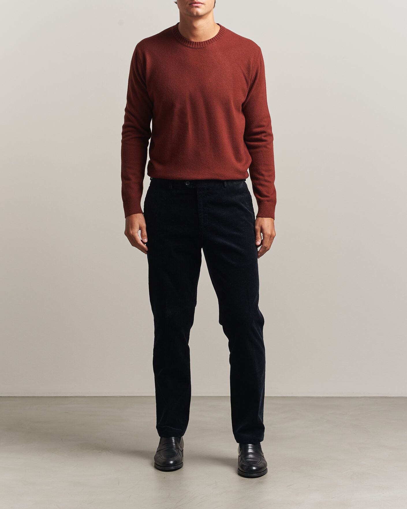 Herre | Trøjer | Oscar Jacobson | Valter Wool/Cashmere Round Neck Orange Rust
