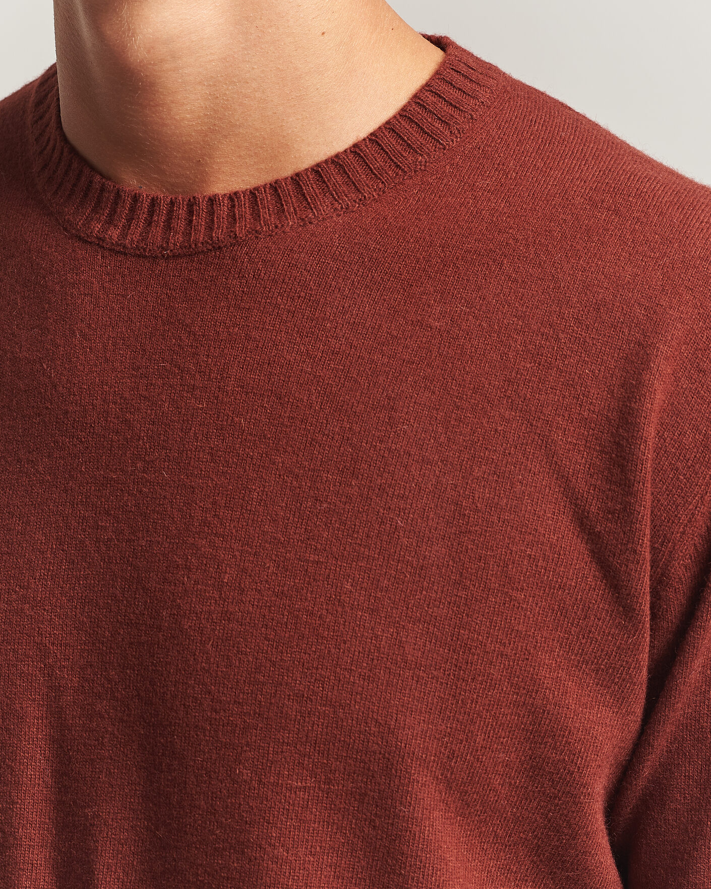 Herre | Trøjer | Oscar Jacobson | Valter Wool/Cashmere Round Neck Orange Rust