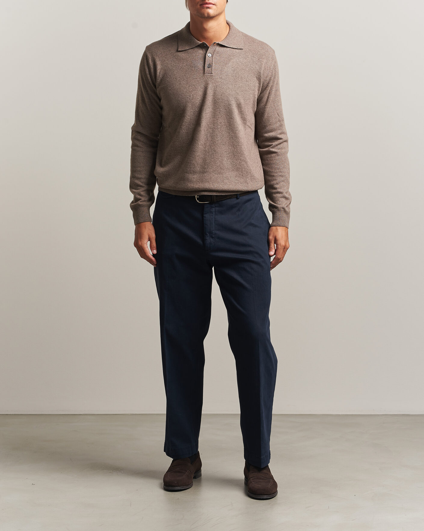 Herre | Trøjer | Oscar Jacobson | Pepe Wool/Cashmere Polo Light Brown