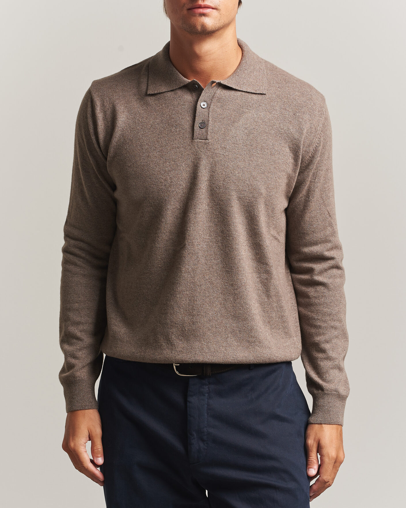 Herre | Trøjer | Oscar Jacobson | Pepe Wool/Cashmere Polo Light Brown