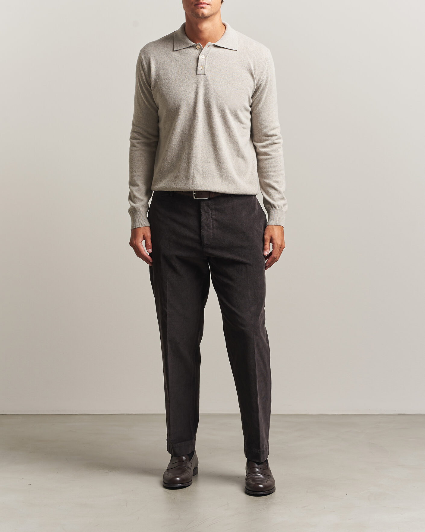 Herre | Trøjer | Oscar Jacobson | Pepe Wool/Cashmere Polo Light Beige