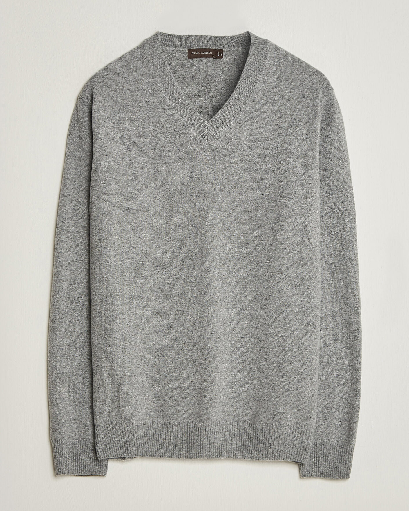 Herre | Trøjer | Oscar Jacobson | Gregor Wool/Cashmere V-Neck Grey Melange