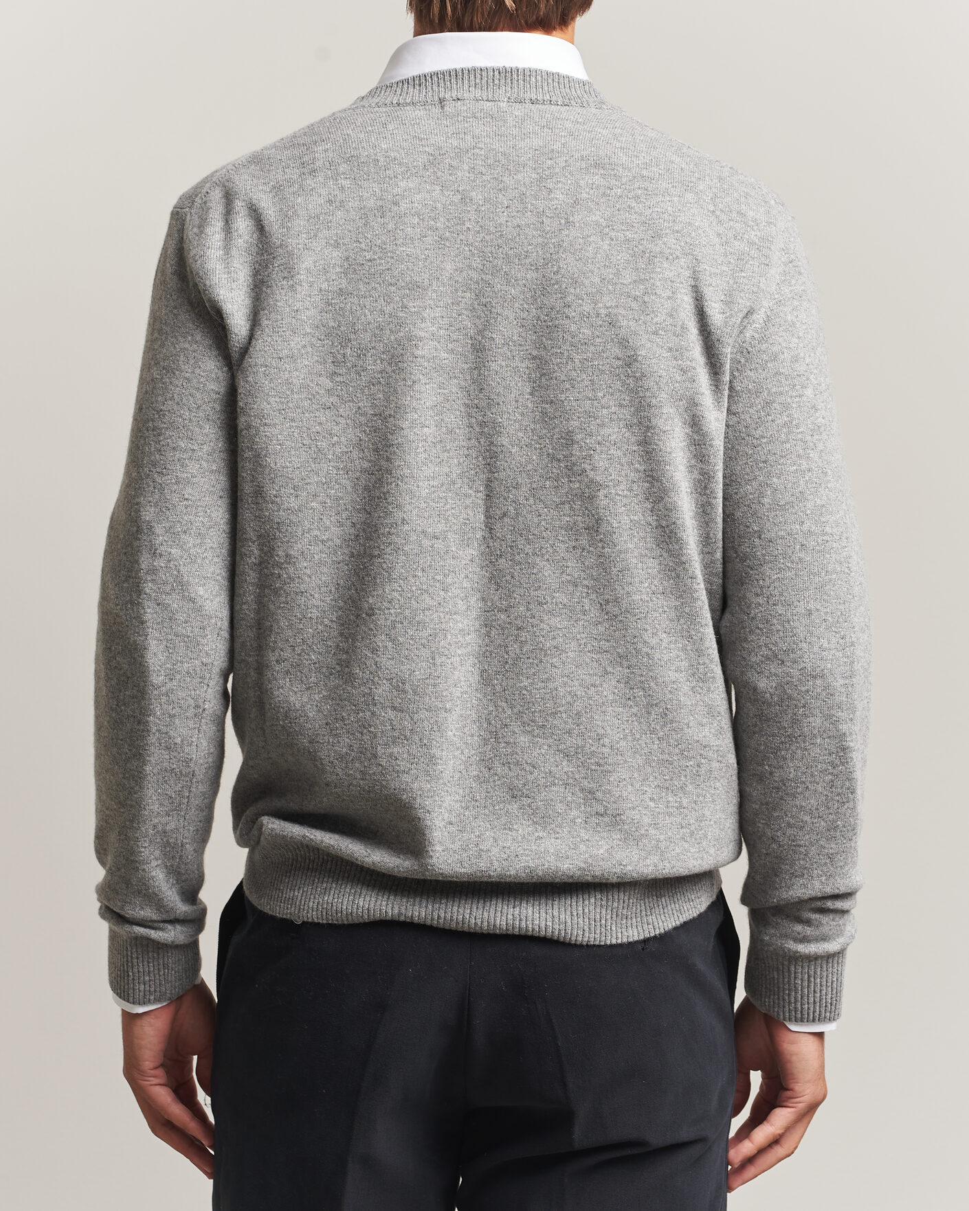 Herre | Trøjer | Oscar Jacobson | Gregor Wool/Cashmere V-Neck Grey Melange