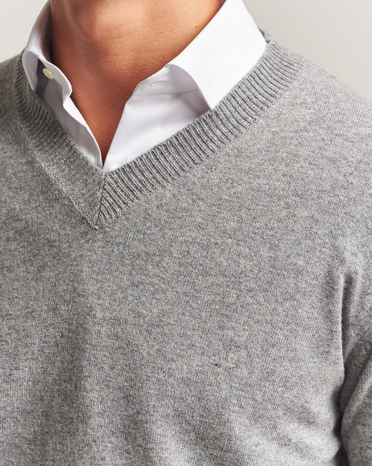 Herre | Trøjer | Oscar Jacobson | Gregor Wool/Cashmere V-Neck Grey Melange