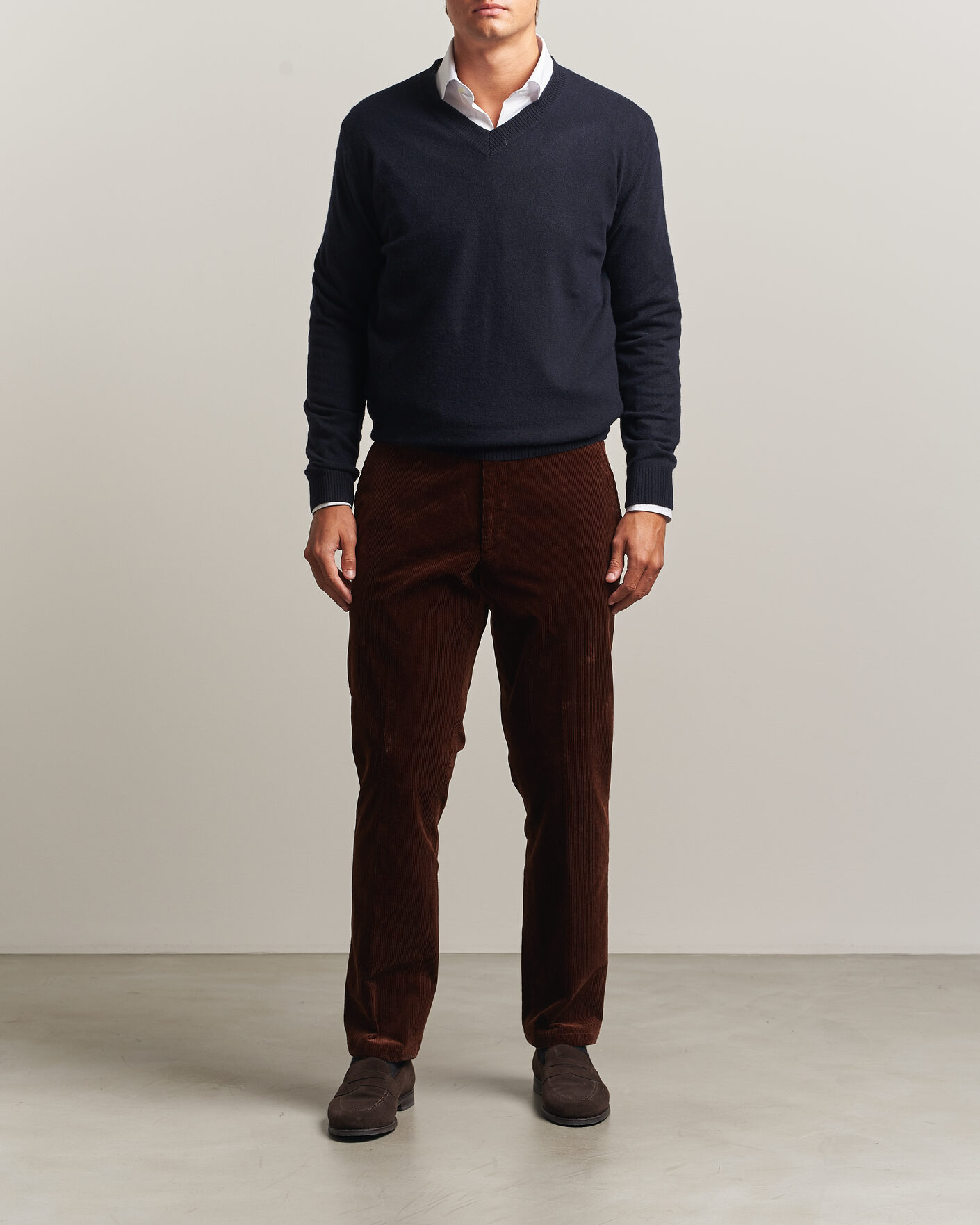 Herre | Trøjer | Oscar Jacobson | Gregor Wool/Cashmere V-Neck Navy
