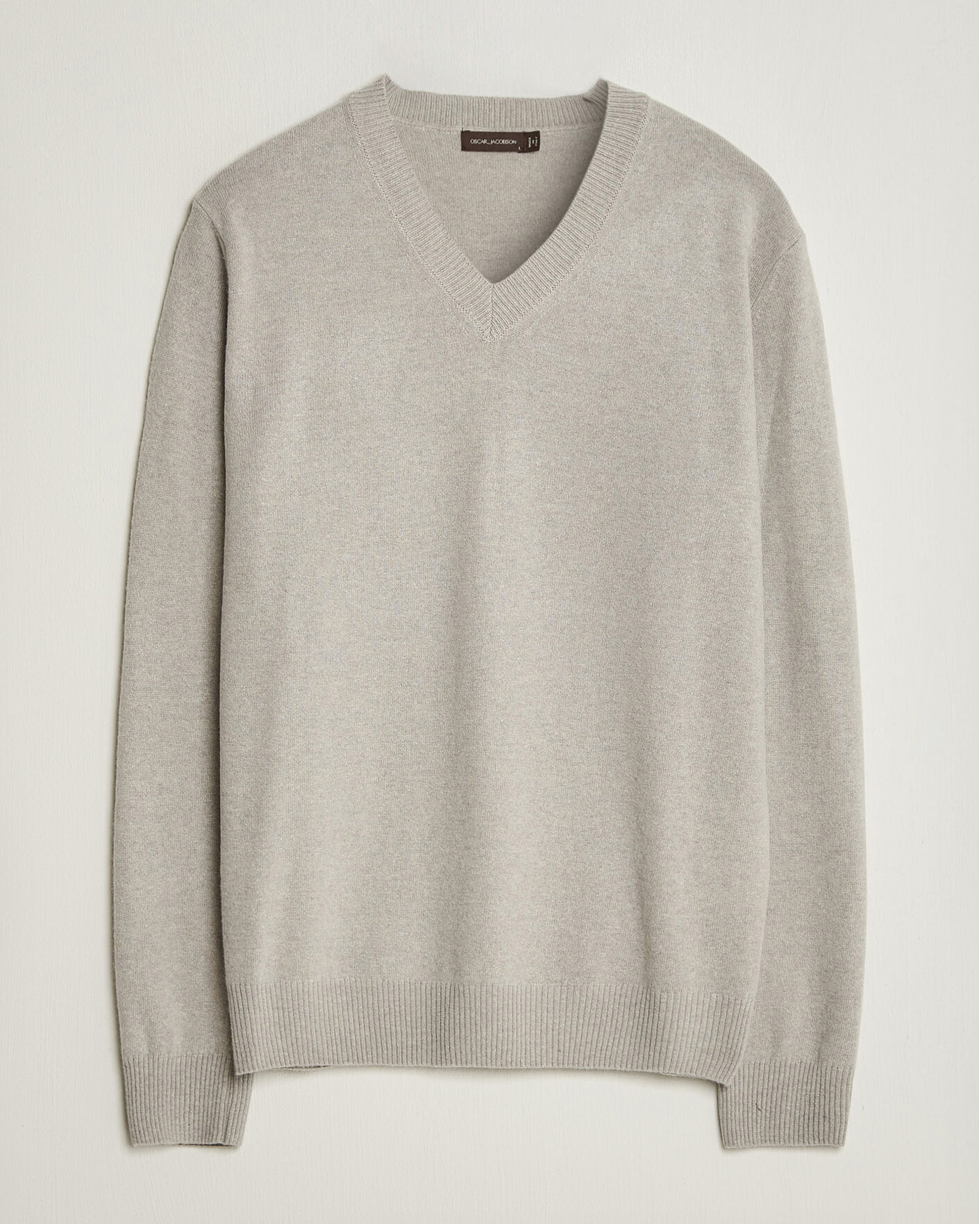 Herre | Trøjer | Oscar Jacobson | Gregor Wool/Cashmere V-Neck Light Beige