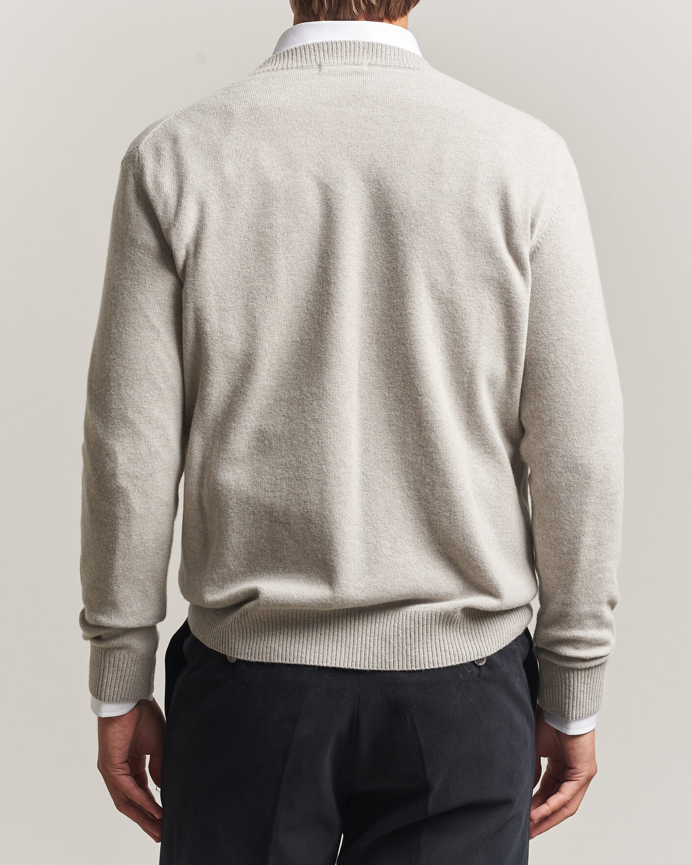 Herre | Trøjer | Oscar Jacobson | Gregor Wool/Cashmere V-Neck Light Beige