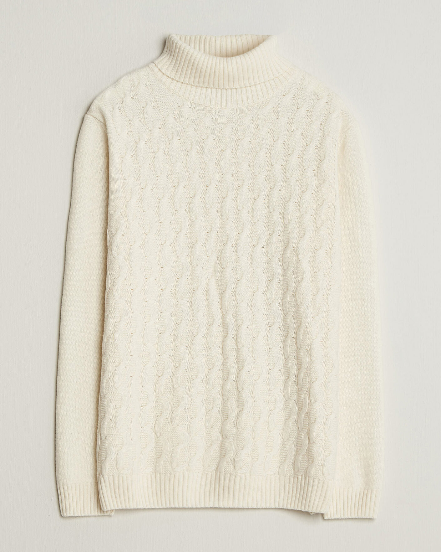 Herre | Trøjer | Oscar Jacobson | Seppo Cable Knitted Rollneck White