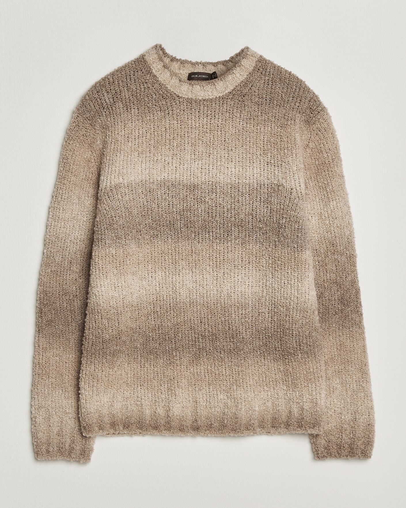 Herre | Trøjer | Oscar Jacobson | Ronnie Heavy Knitted Wool Crewneck Beige
