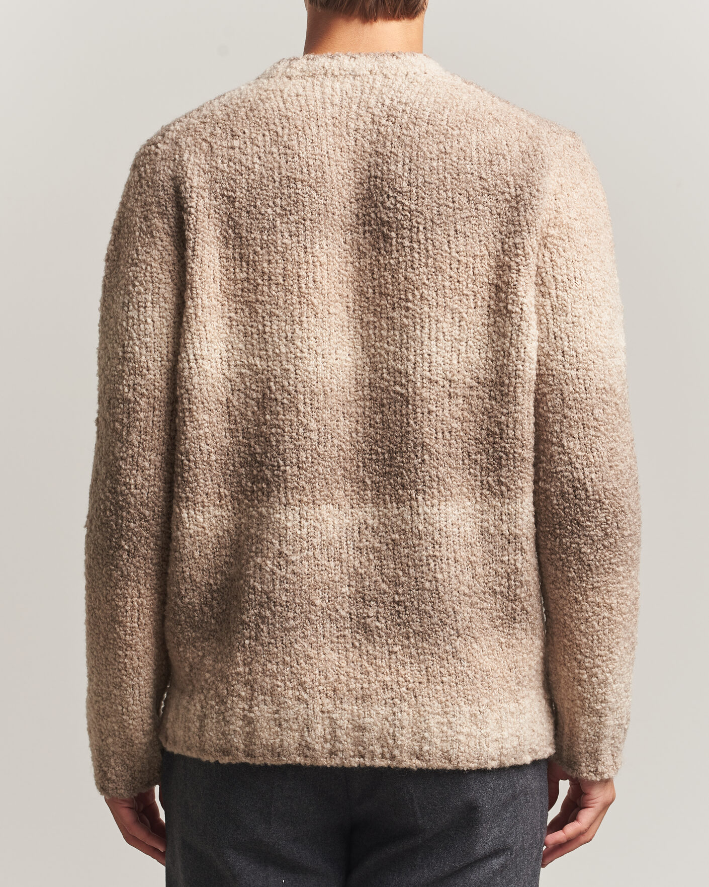 Herre | Trøjer | Oscar Jacobson | Ronnie Heavy Knitted Wool Crewneck Beige