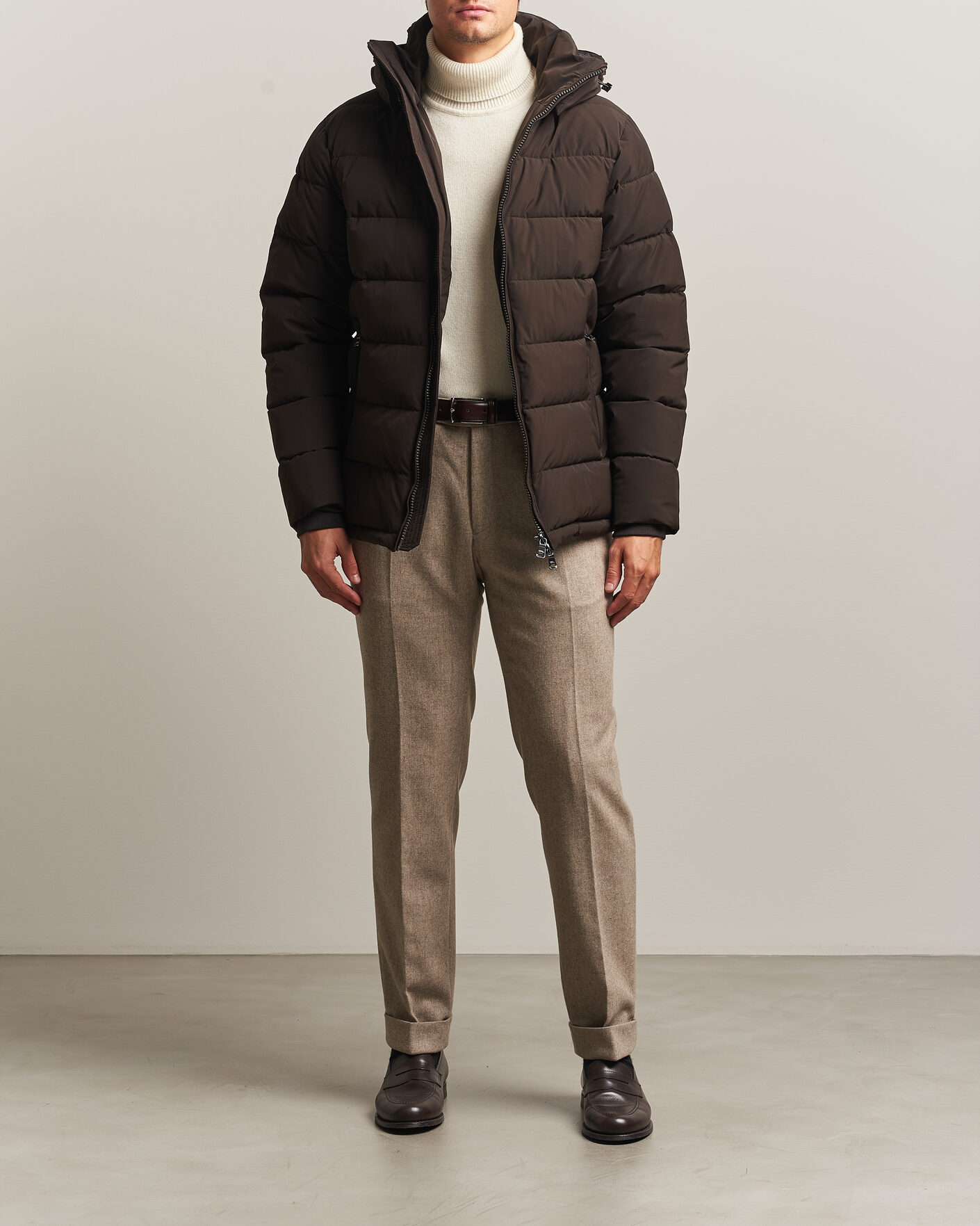 Herre | Jakker | Oscar Jacobson | Hooded Puffer Jacket Brown