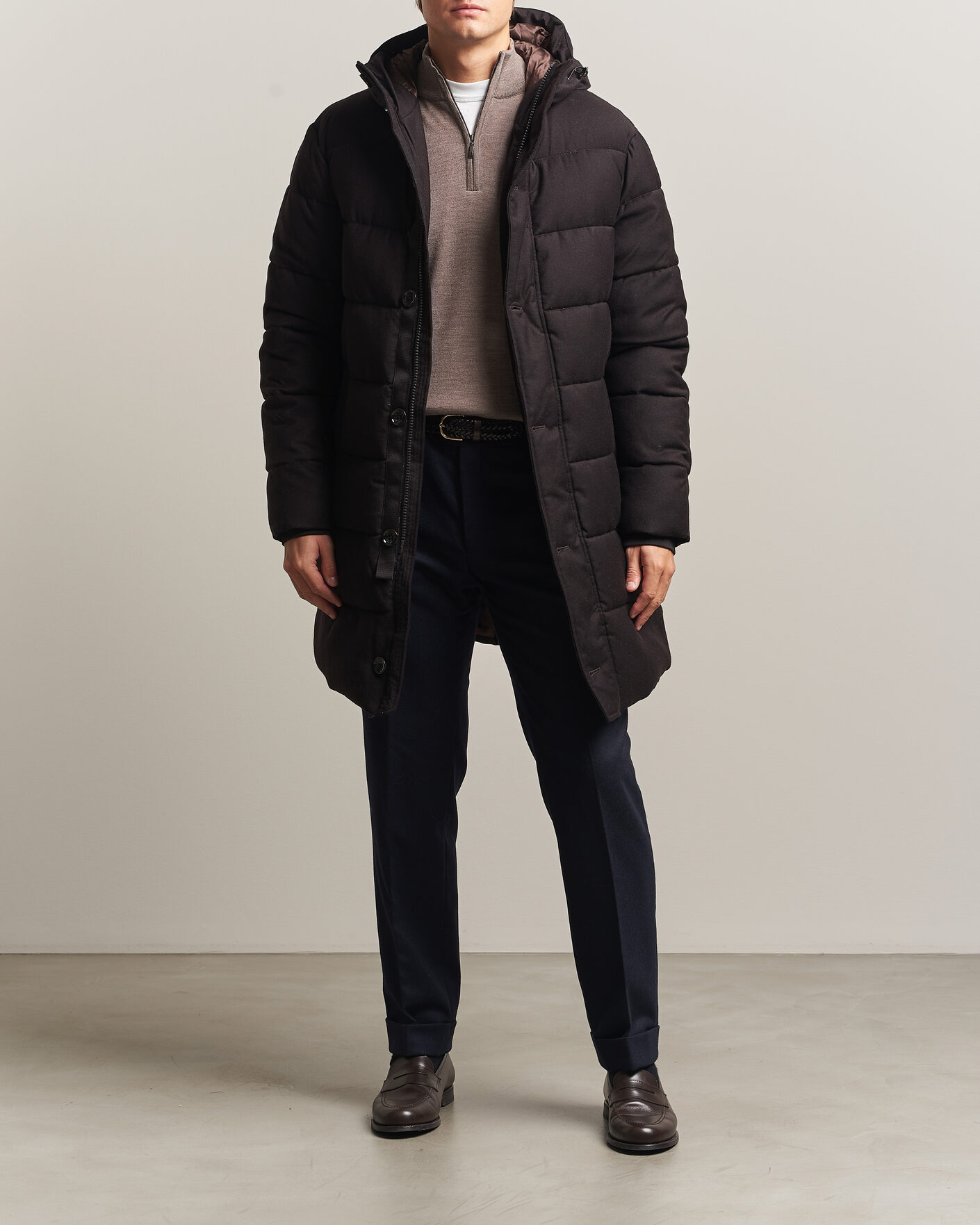 Herre | Jakker | Oscar Jacobson | Padded Flannel Parka Brown