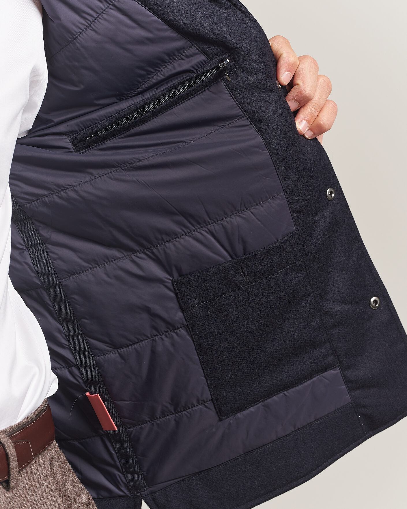 Herre | Jakker | Oscar Jacobson | Nylon/Wool Padded Shirt Jacket Navy