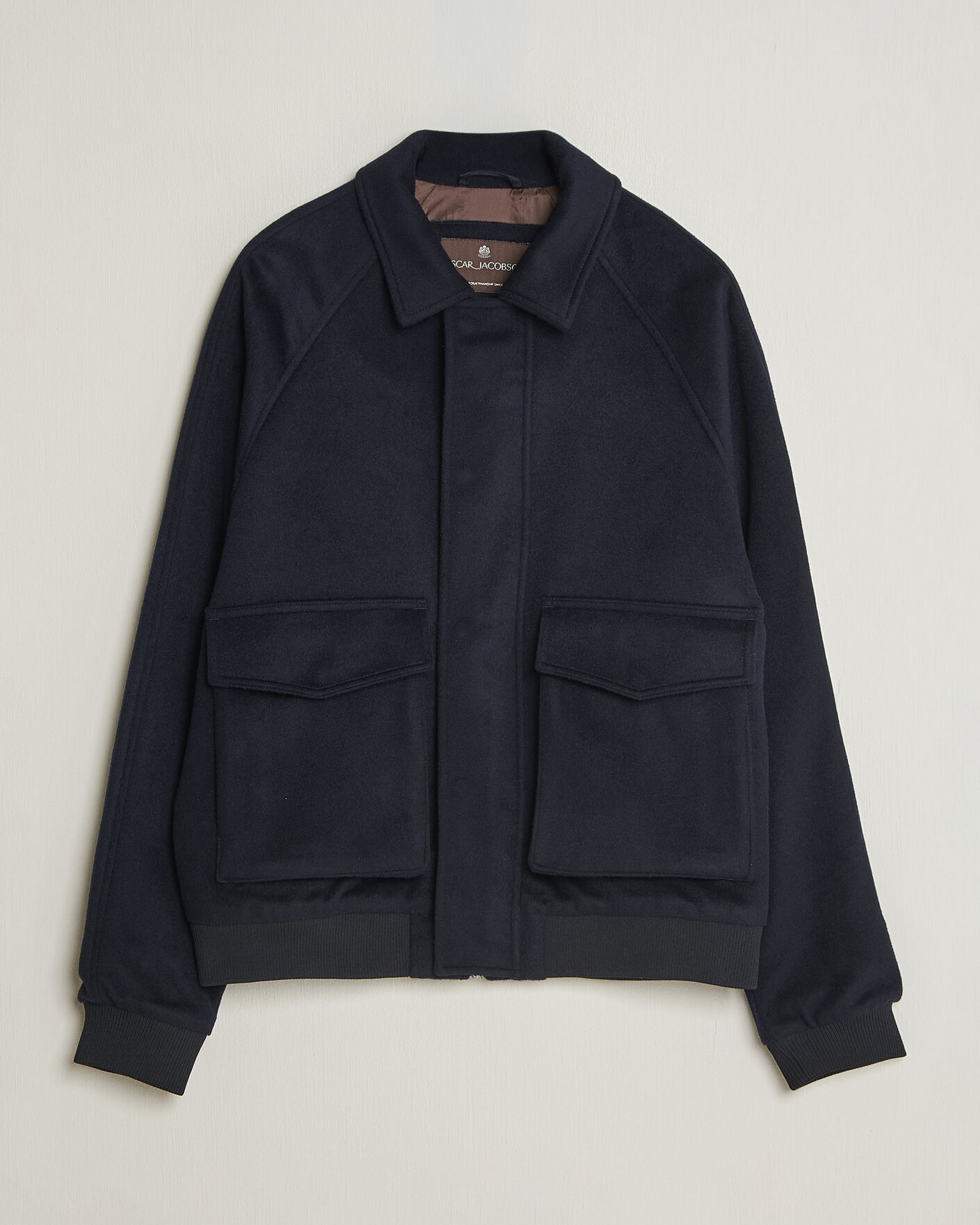 Herre | Jakker | Oscar Jacobson | Aviator Wool Jacket Navy