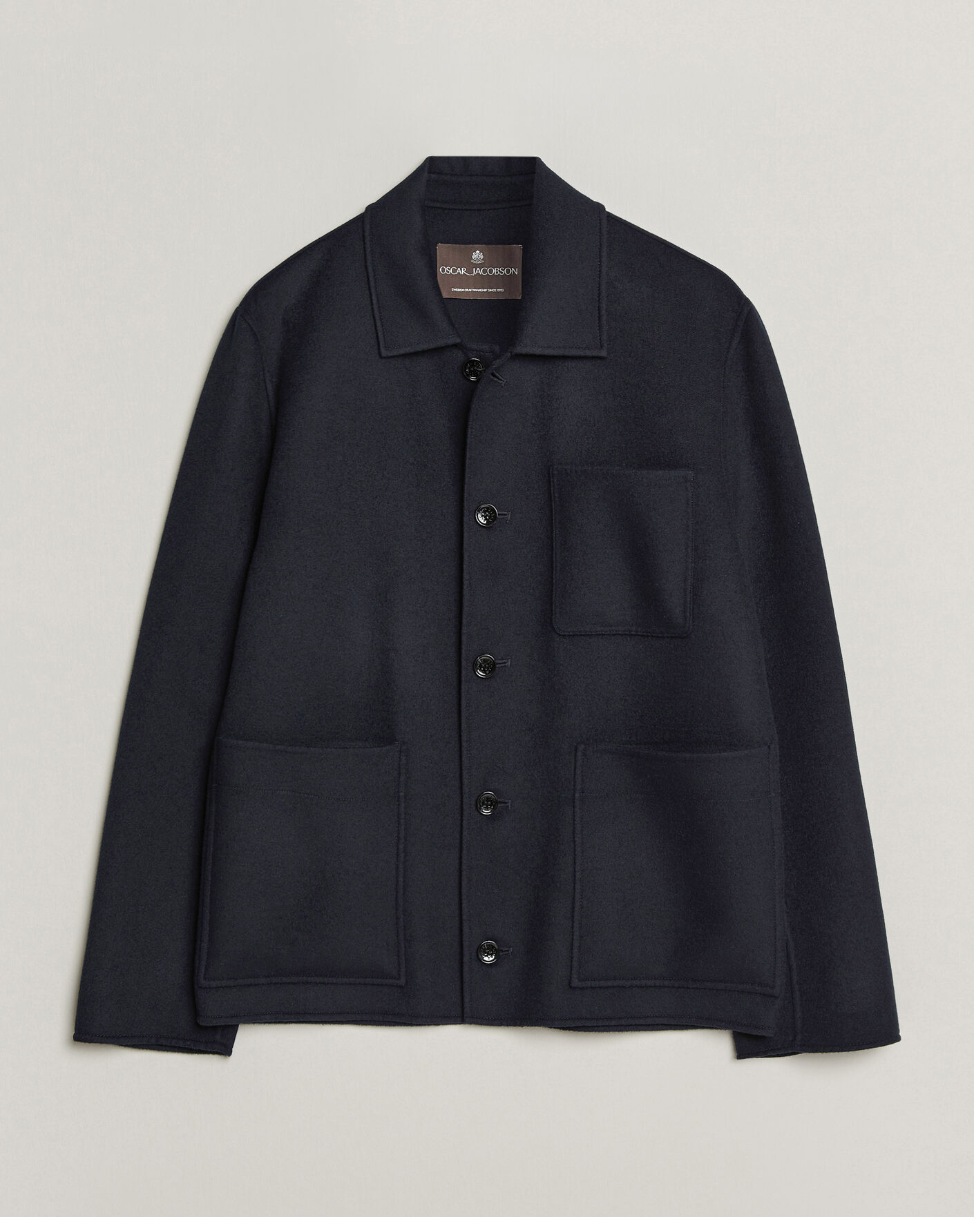 Herre | Jakker | Oscar Jacobson | Doublé Wool Shirt Jacket Navy