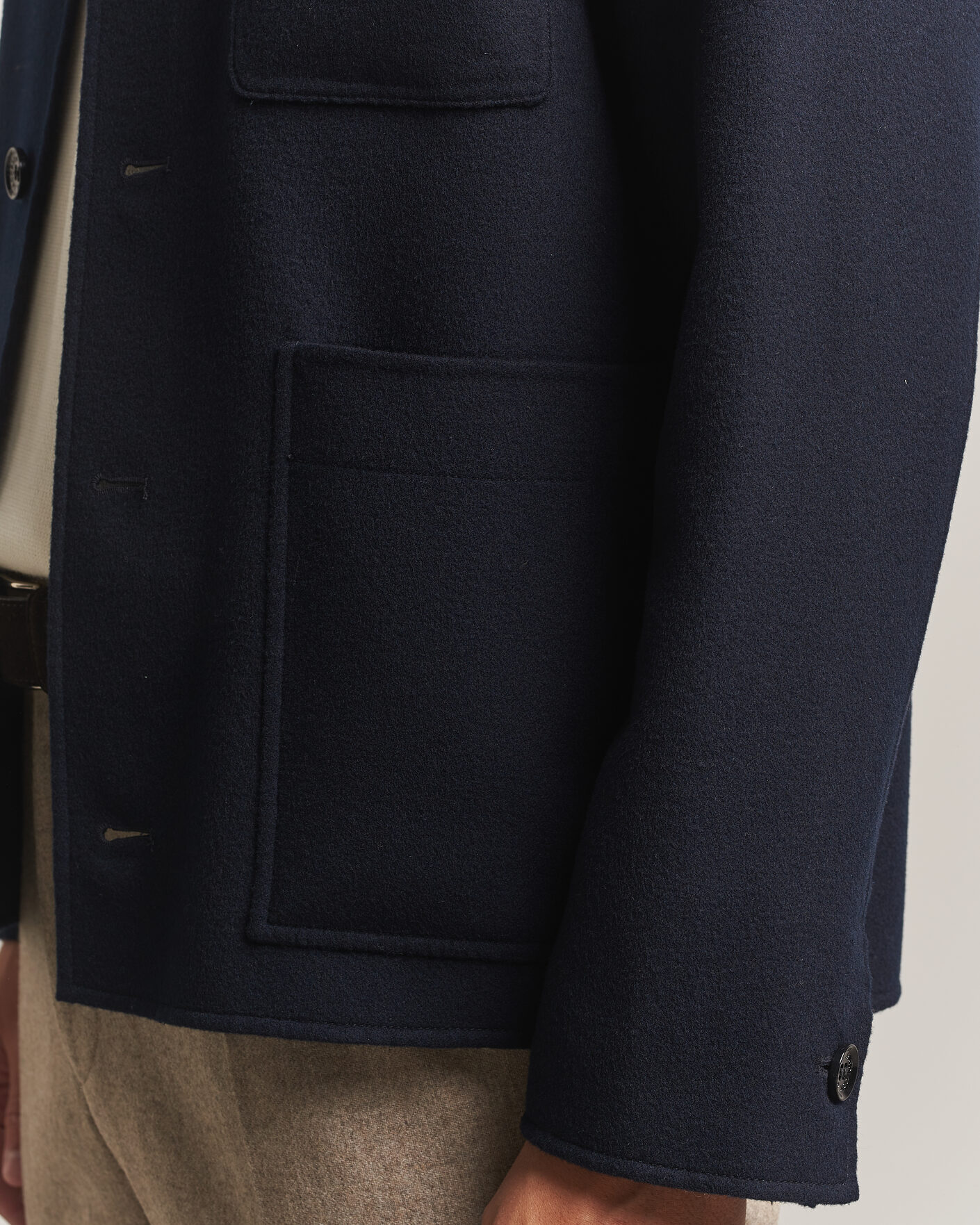 Herre | Jakker | Oscar Jacobson | Doublé Wool Shirt Jacket Navy